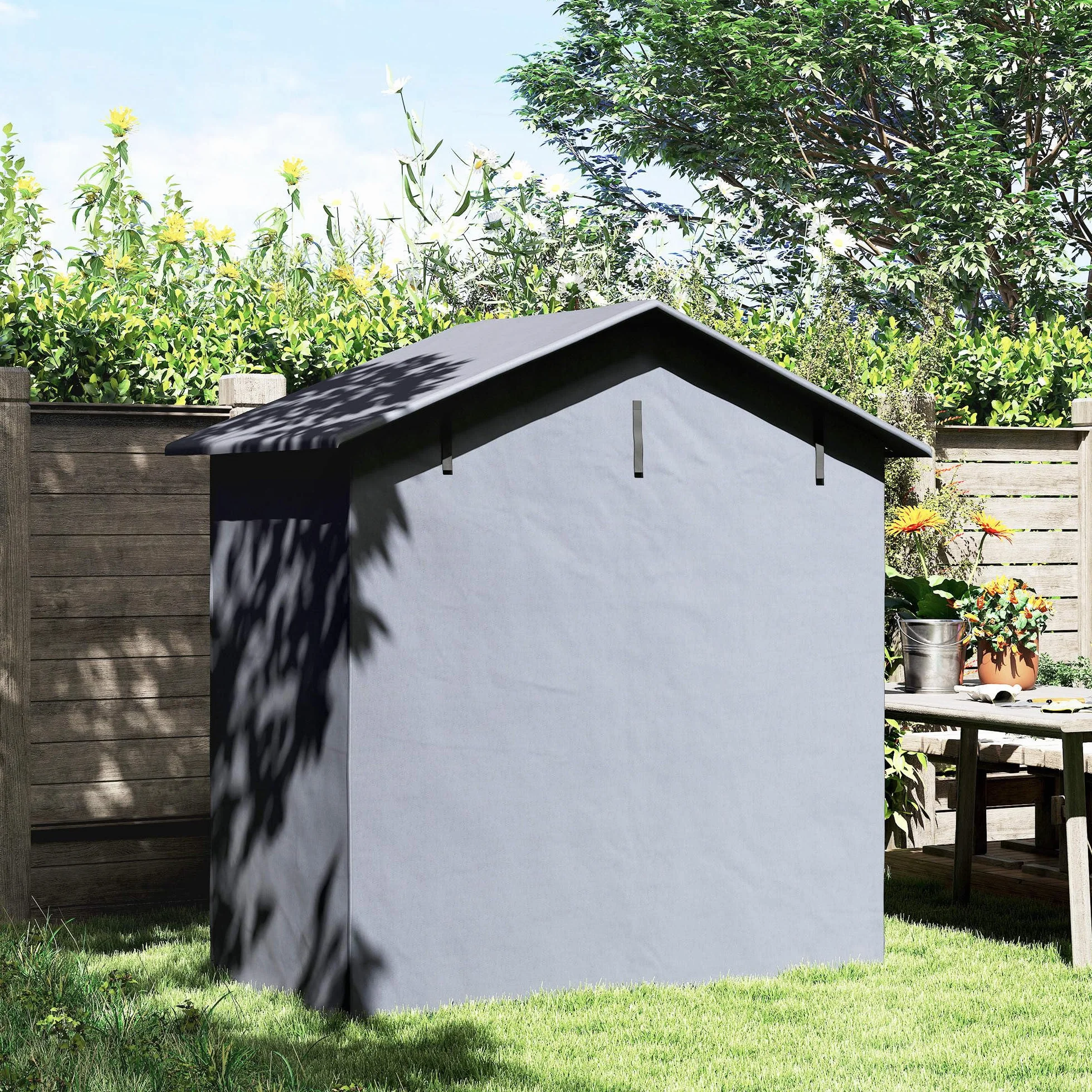 Outsunny Carpa Garaje 1,1x2 m Entrada Enrollable Acero Galvanizado Oxford 420D UV30+ Gris Oscuro