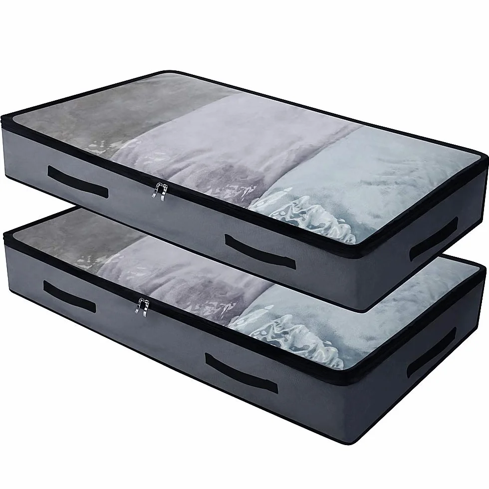 iwill CREATE PRO Caja de almacenamiento suave para debajo de la cama con 4 asas y tapa transparente para una fácil localización, material duradero, plegable y visible en la parte superior