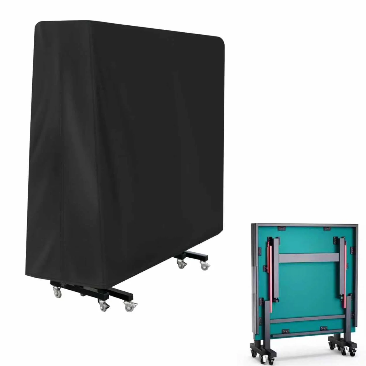 Funda Mesa Ping Pong Exterior 165x70x185cm Oxford Impermeable Plegable Negro