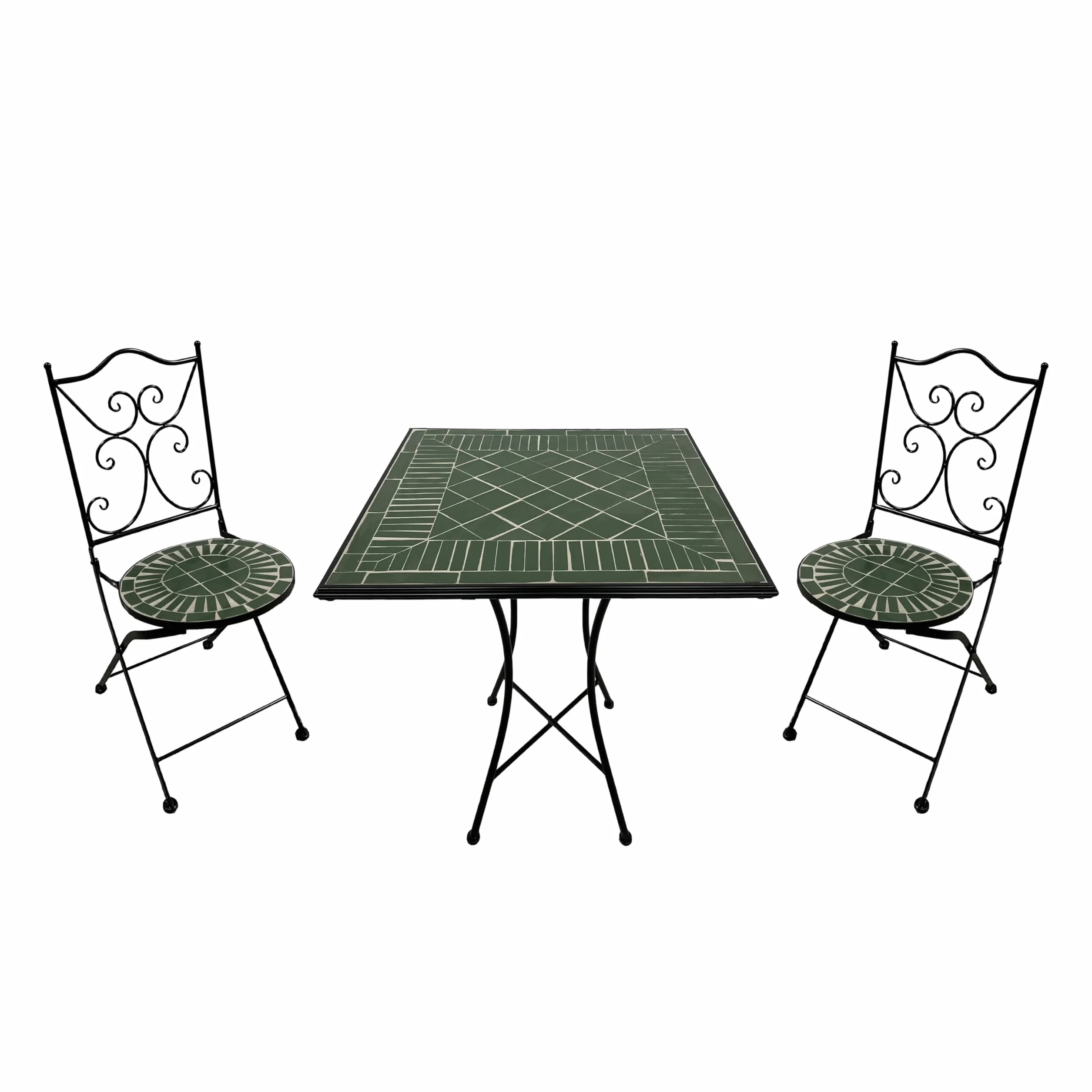 AXI Camilla Conjunto de Bistro Mosaico 3 Piezas Verde Oscuro Mesa 2 Sillas