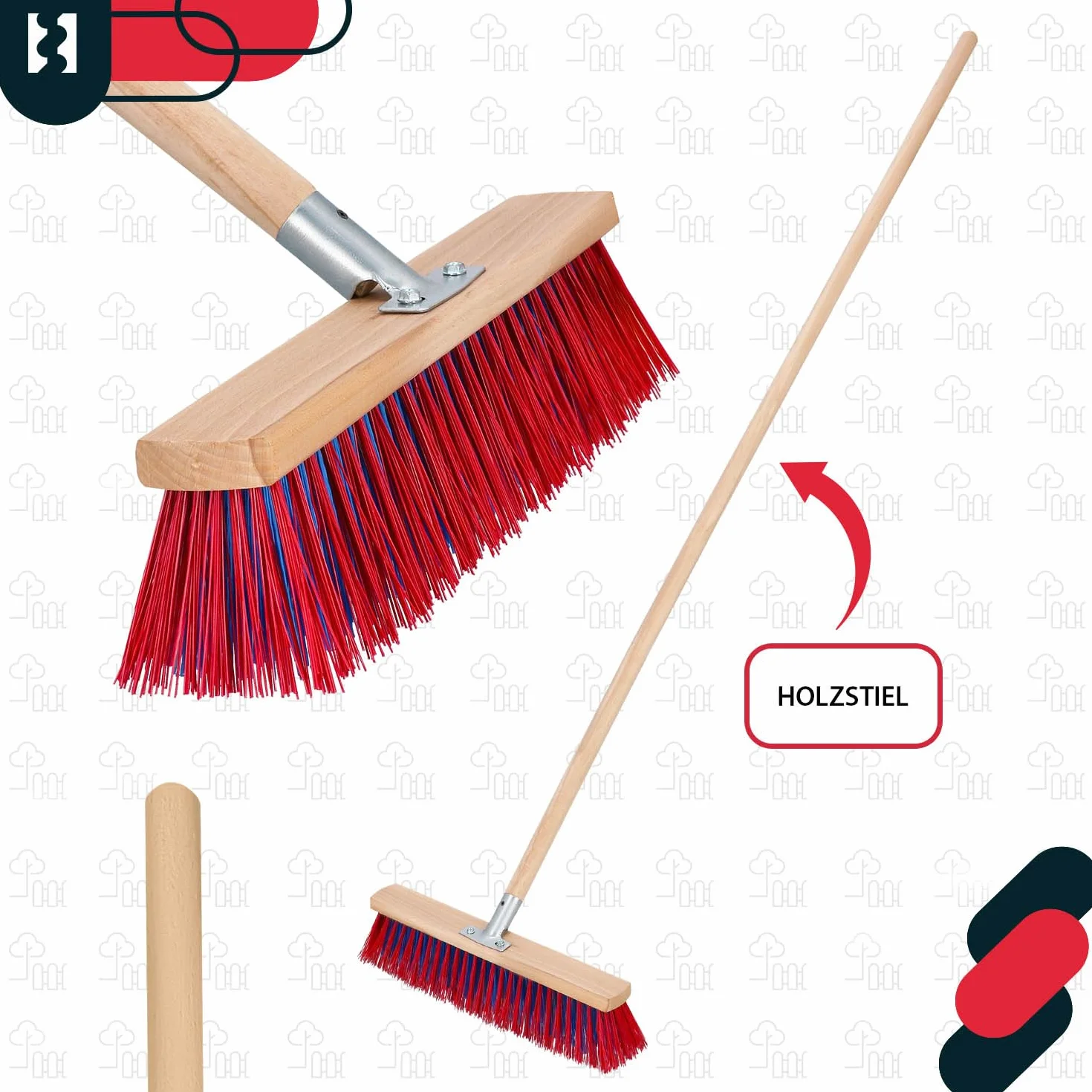 KOTARBAU® Pala de nieve con mango de madera 137 cm, escoba de carretera 43 cm + guantes quitanieves
