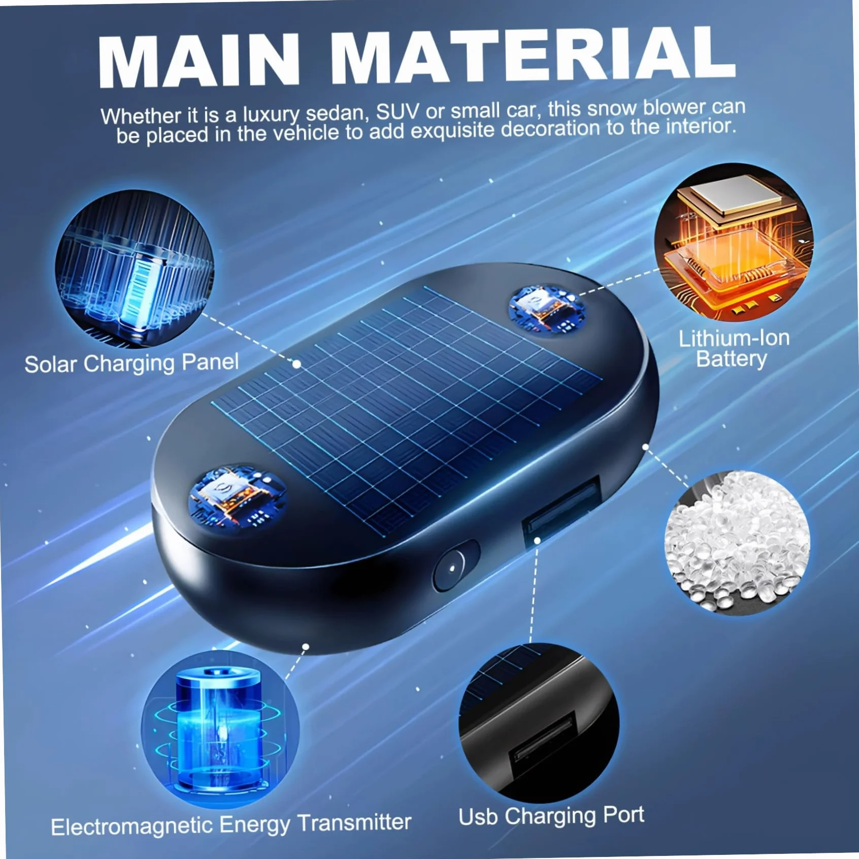 Quitanieves electromagnético portátil para automóviles Solar USB Descongelador anticongelante