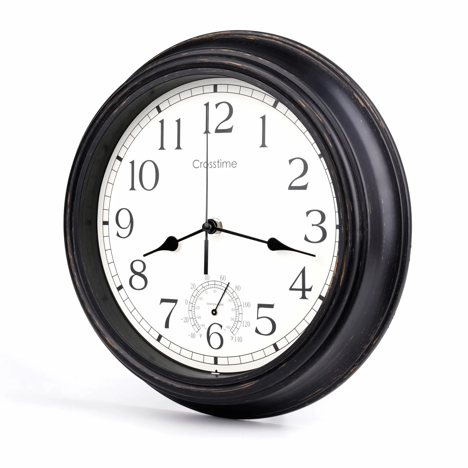 Reloj de Pared Grande 16 Pulgadas Impermeable con Termómetro Bronce para Exteriores