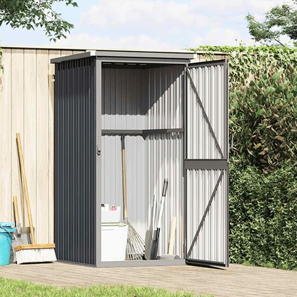 vidaXL Cobertizo de Jardín Acero Galvanizado 88x89x159 cm Caseta Almacenamiento Exterior Puerta Cerrable Armario Herramientas Resistente Clima