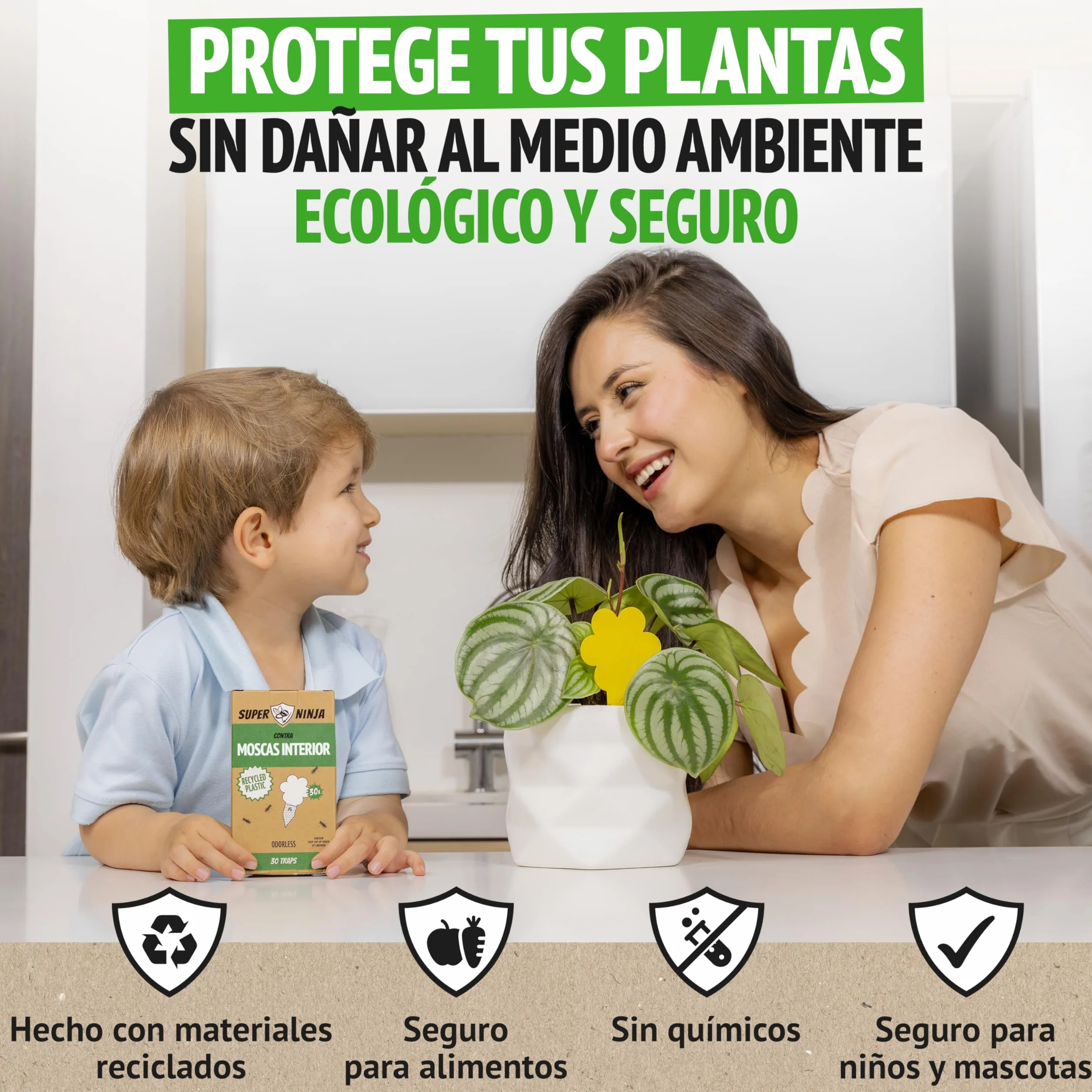 Trampas para Moscas Pack 30 Adhesivas Plantas Interiores No Tóxico Ecológico 3 Meses