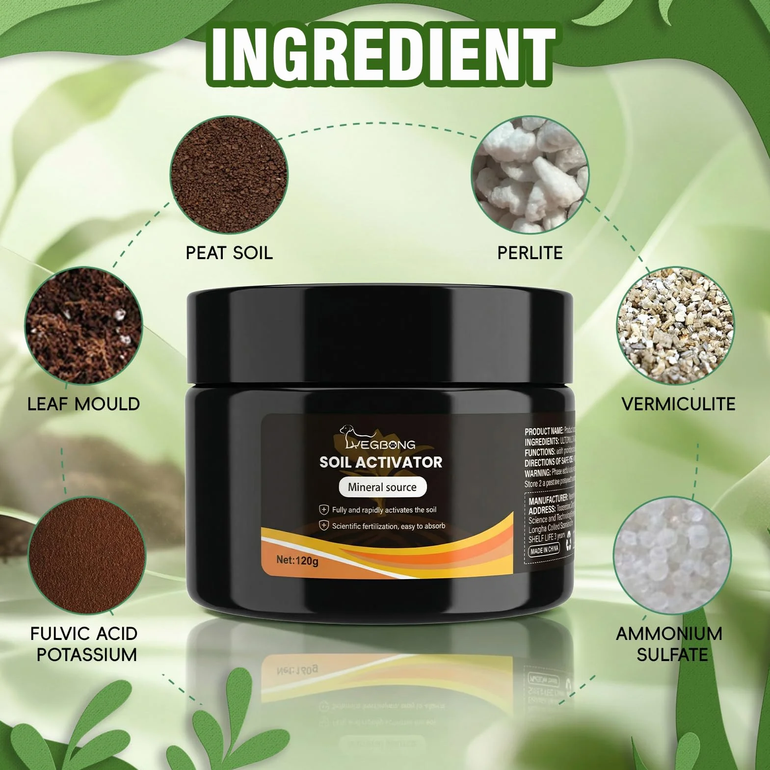 Activador de suelo natural para plantas de interior 120 g mejorador de raíces