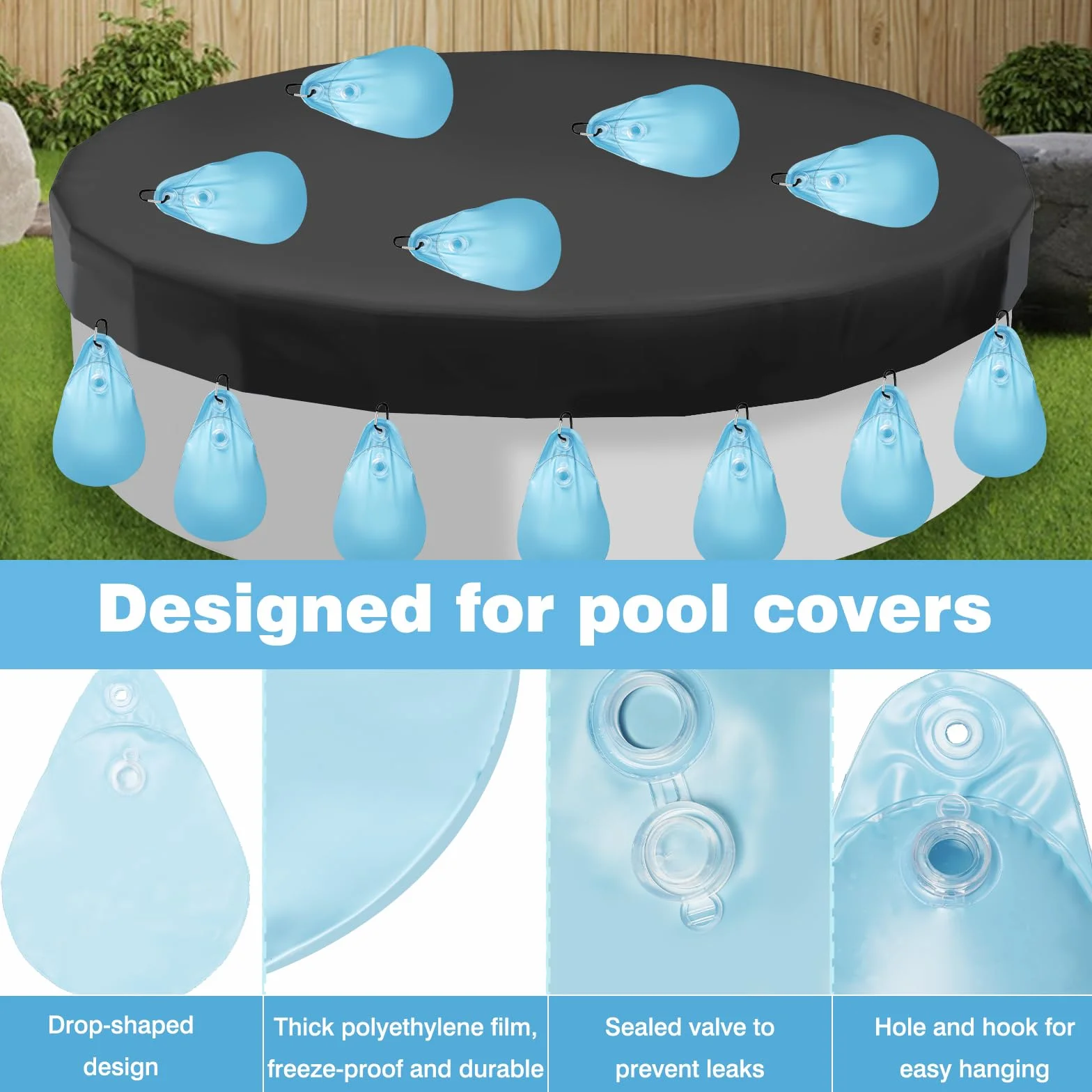 Cojín de Aire para Cubierta de Piscina PVC 34x23 cm, Almohada Inflable para Piscinas de Invierno