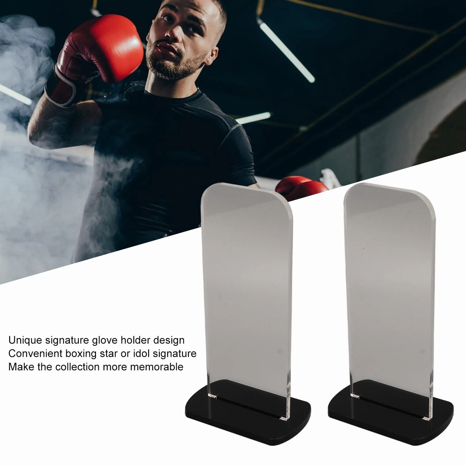 Soporte para Guantes de Boxeo Acrílico Vertical, Exhibición de Guantes de Boxeo Negro