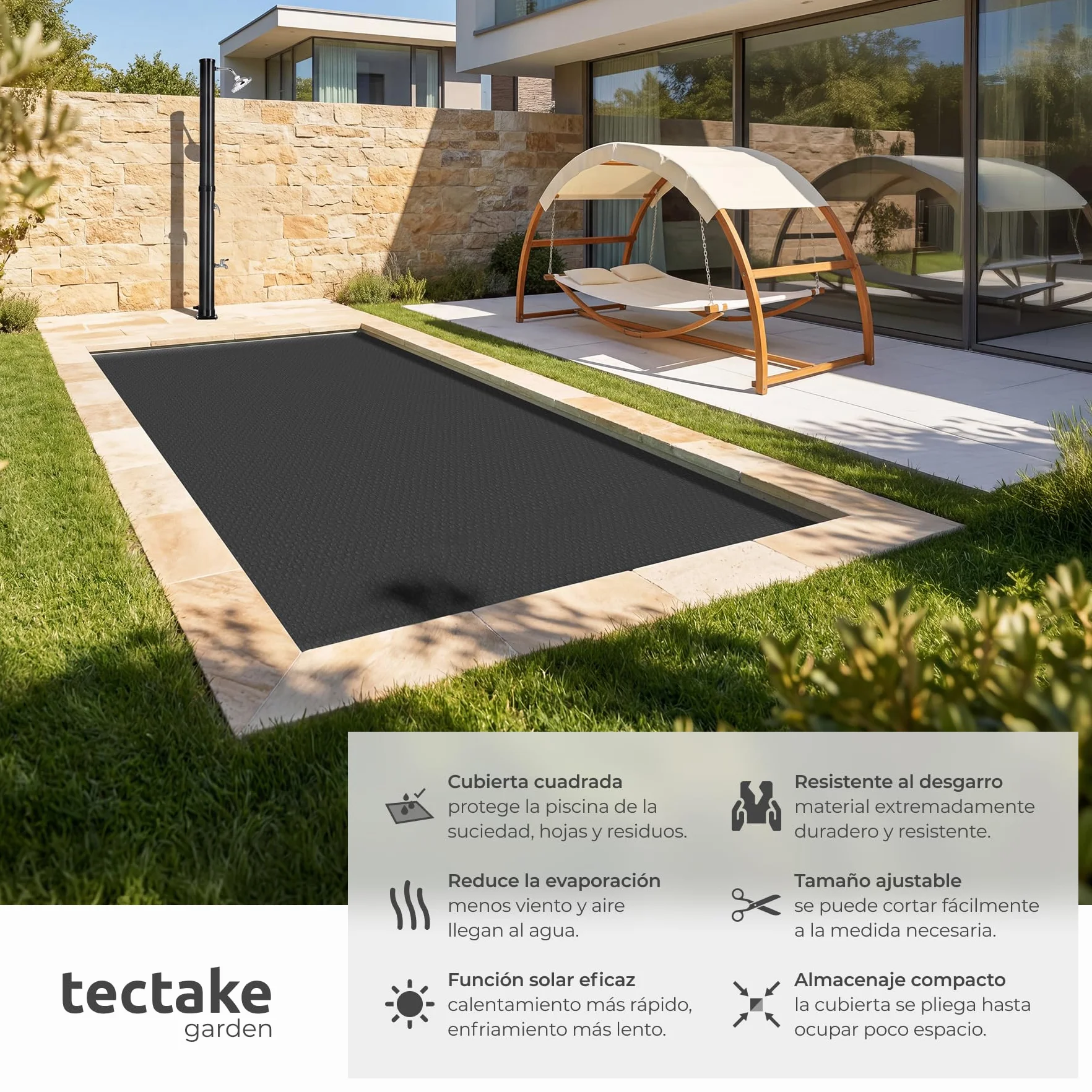 Cobertor Solar para Piscina Desmontable 160 x 260 cm Negro