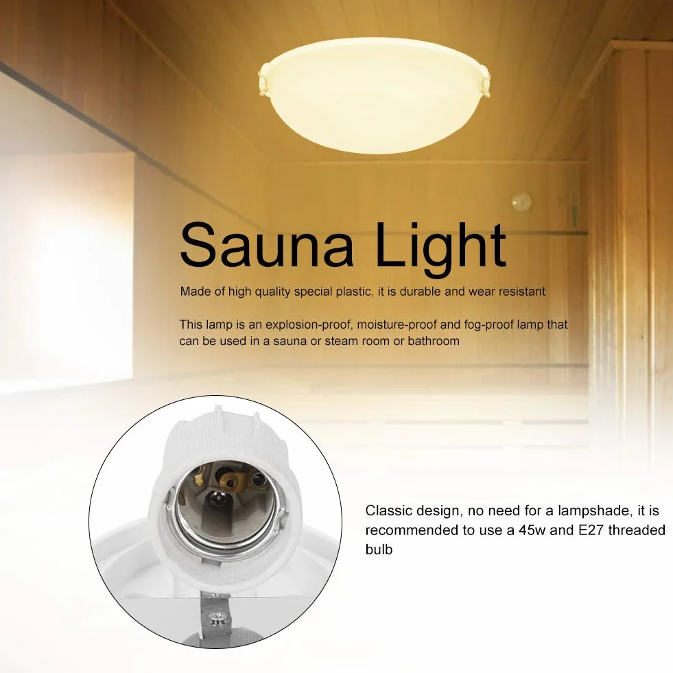mumisuto Luz de Sauna, lámpara de luz a Prueba de explosiones de Sauna Luz antiniebla para Sala de Vapor para Uso en baño