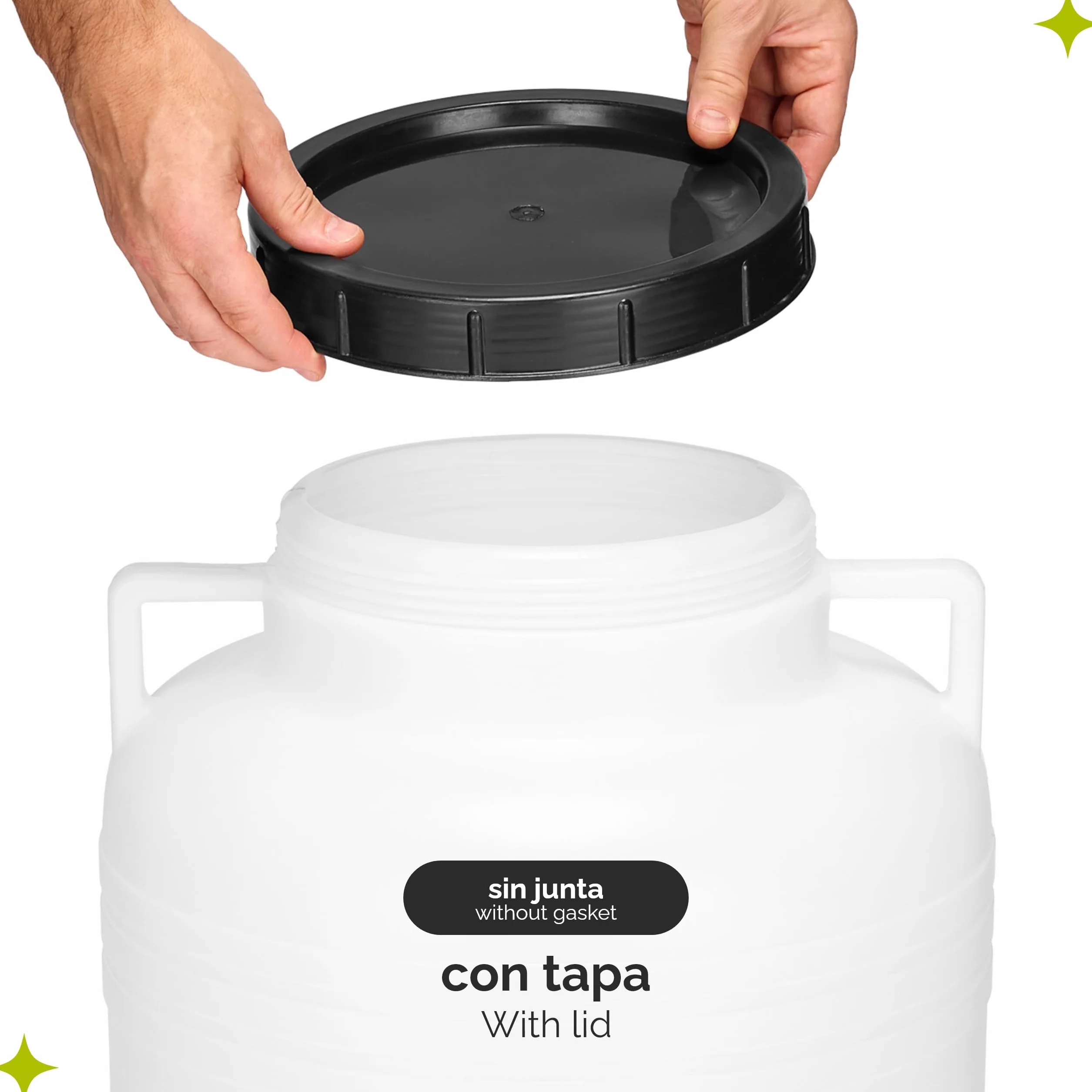 Barril 60 litros BPA-Libre con Grifo Boca Ancha, Depósito de Agua Blanco Garronda GD-0090