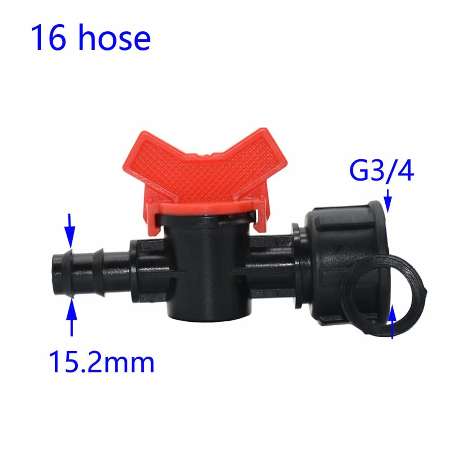 Pulverizador de riego por aspersión de jardín Rosca hembra 1/2" 3/4" for 16mm 20mm manguera de jardín grifo 1/2 3/4 manguera de riego adaptador de la válvula de agua Mini llave de paso de conector 20p