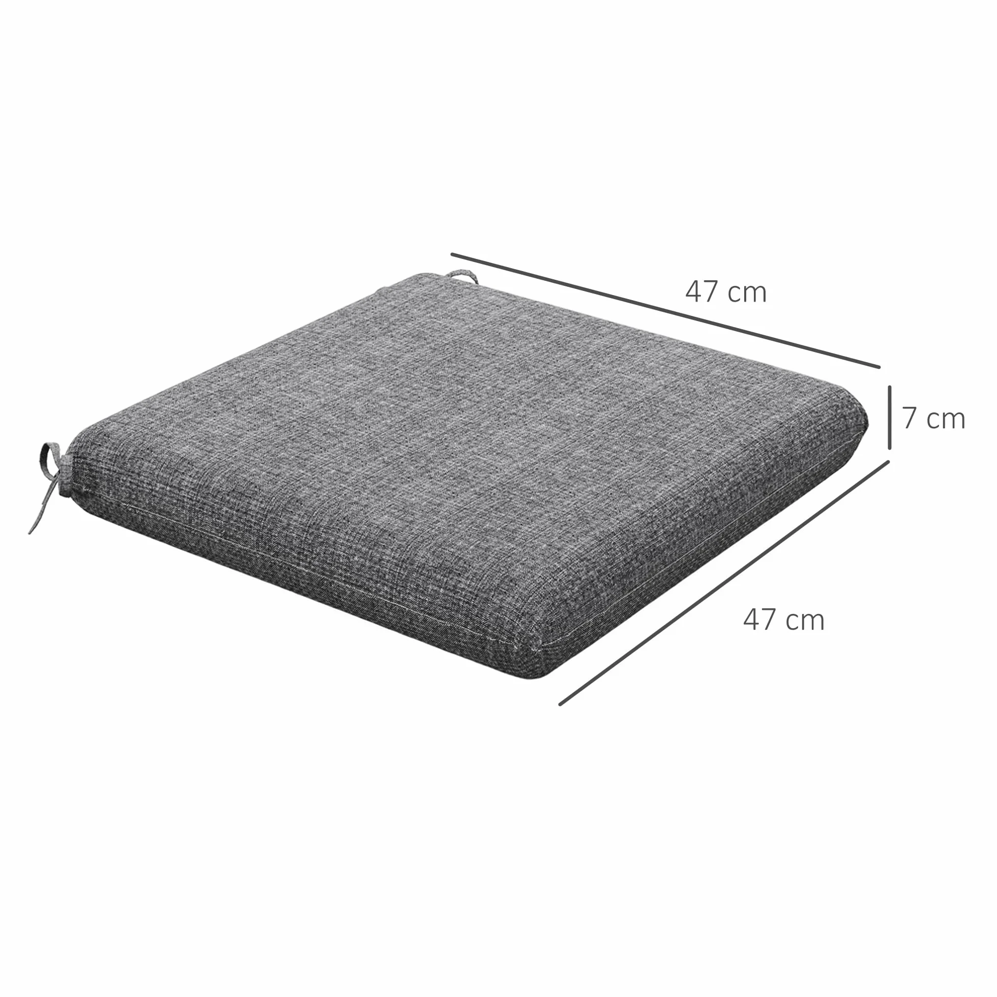 Outsunny Conjunto de Cojines para Sillas de Comedor 47x47x7 cm Juego de 4 Piezas Impermeable Protección UV 50+ Gris