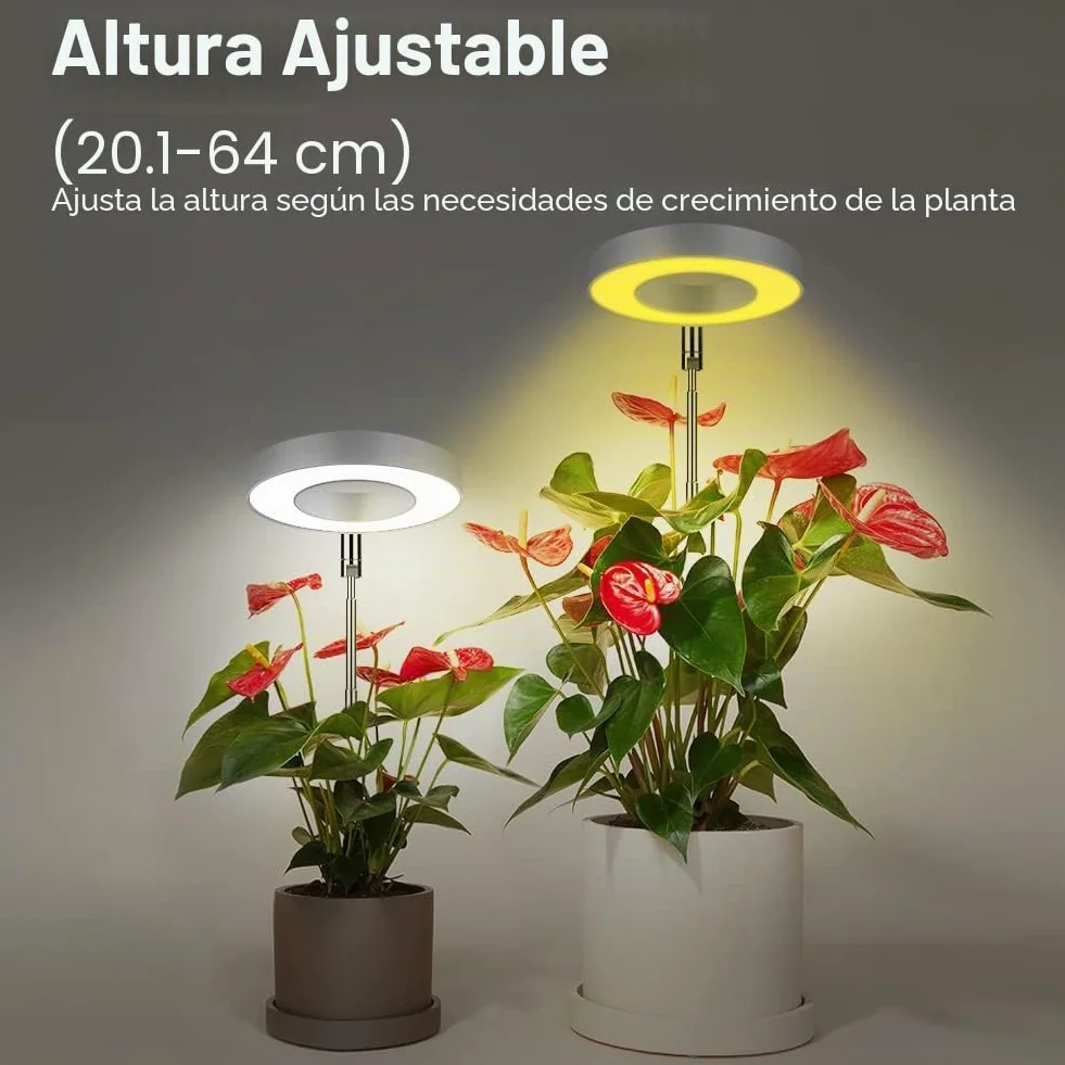 Ainiv Lámpara de Plantas LED, 48 LED Luz de Crecimiento Espectro Completo, Temporizador Automático 3H/9H/12H, Brillo Ajustable