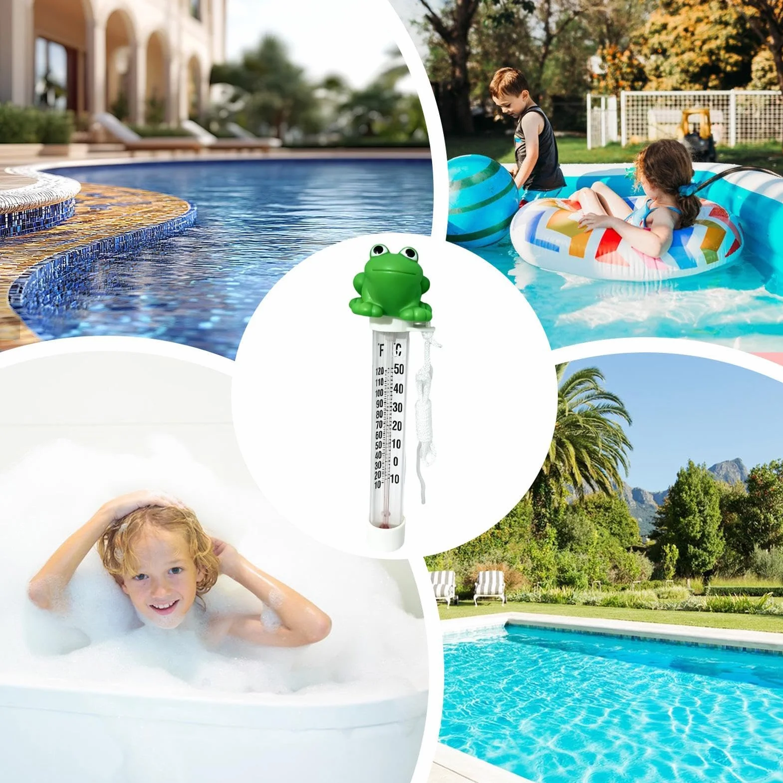 Termómetro Flotante para Piscina Medidor de Temperatura Rana Pantalla Grande