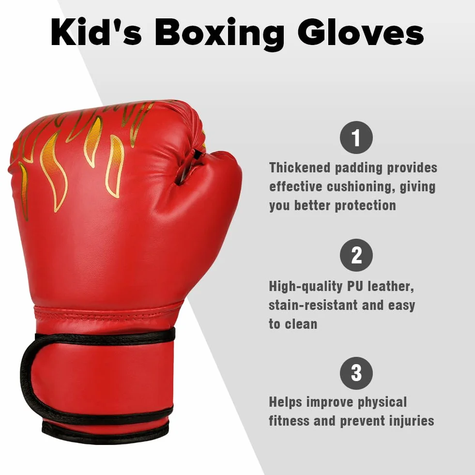 Flintronic Guantes de Boxeo para Niños 4OZ 6OZ Entrenamiento Kickboxing Muay Thai MMA