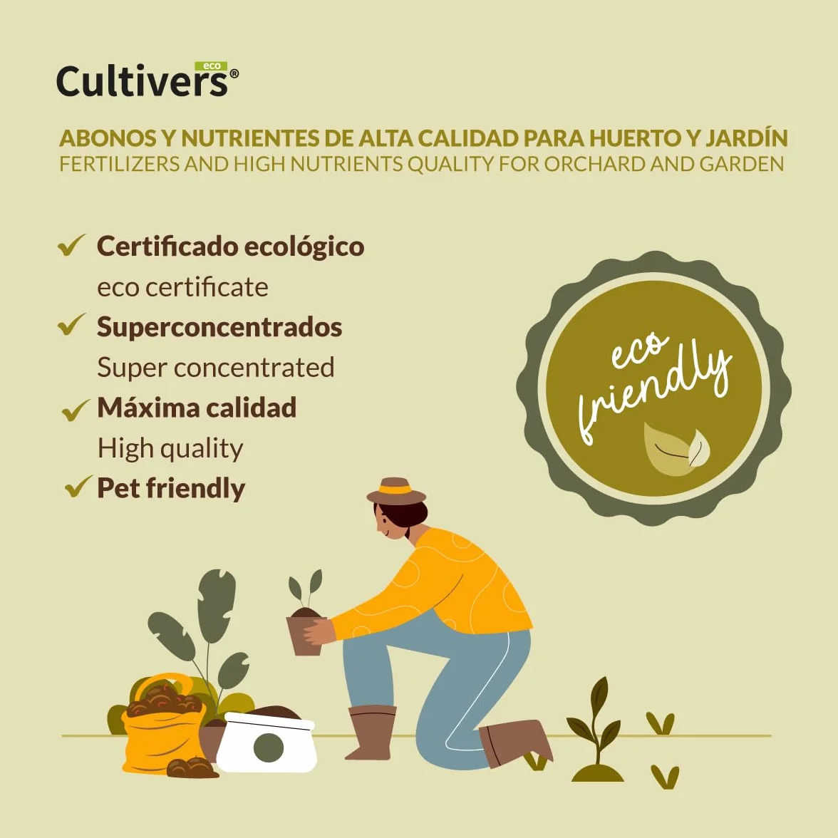 CULTIVERS Fertilizante Césped Ecológico 5L Abono Líquido Micronutrientes Aminoácidos Orgánico Natural