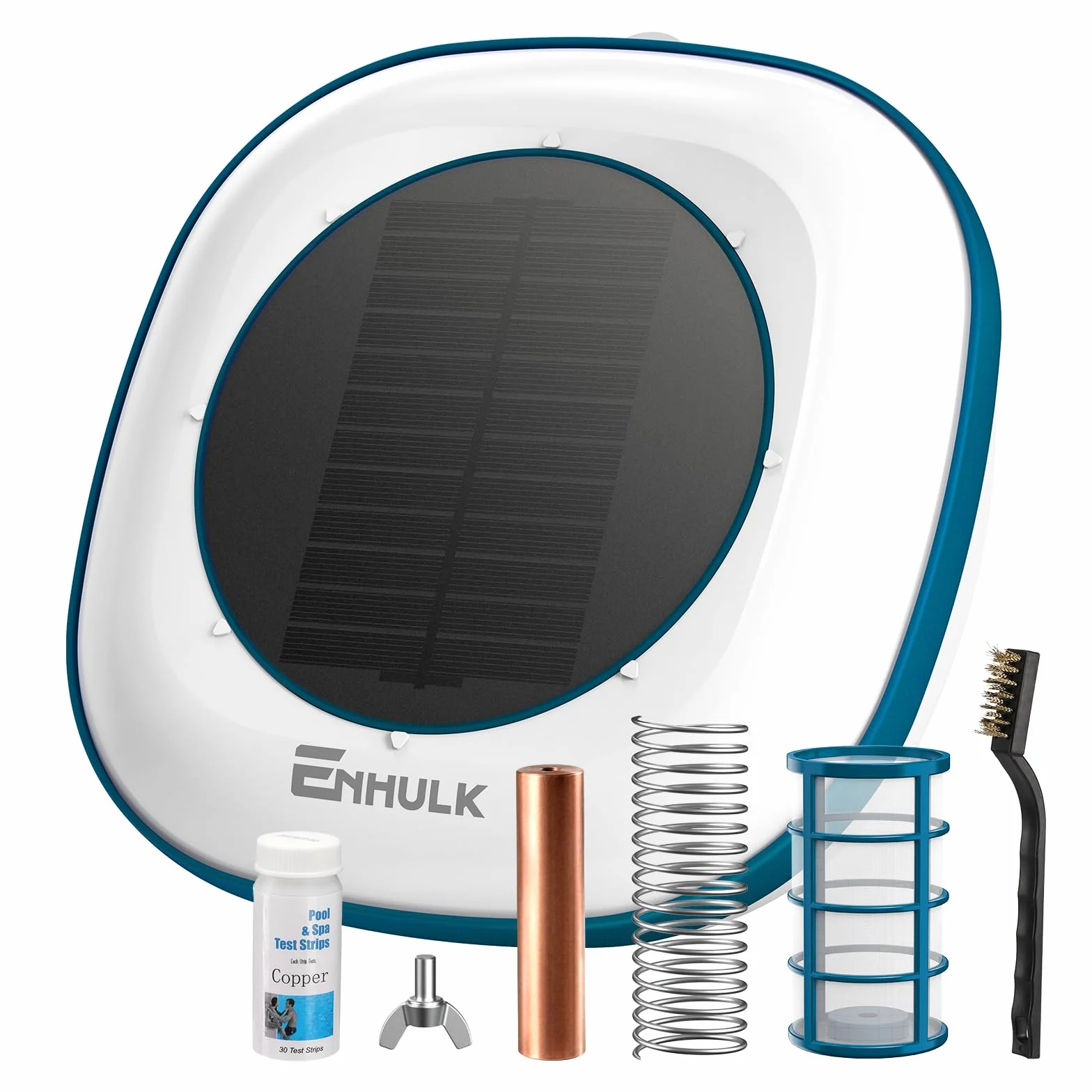 Enhulk Ionizador solar para piscina, limpiador flotante, hasta 170.000 litros, azul