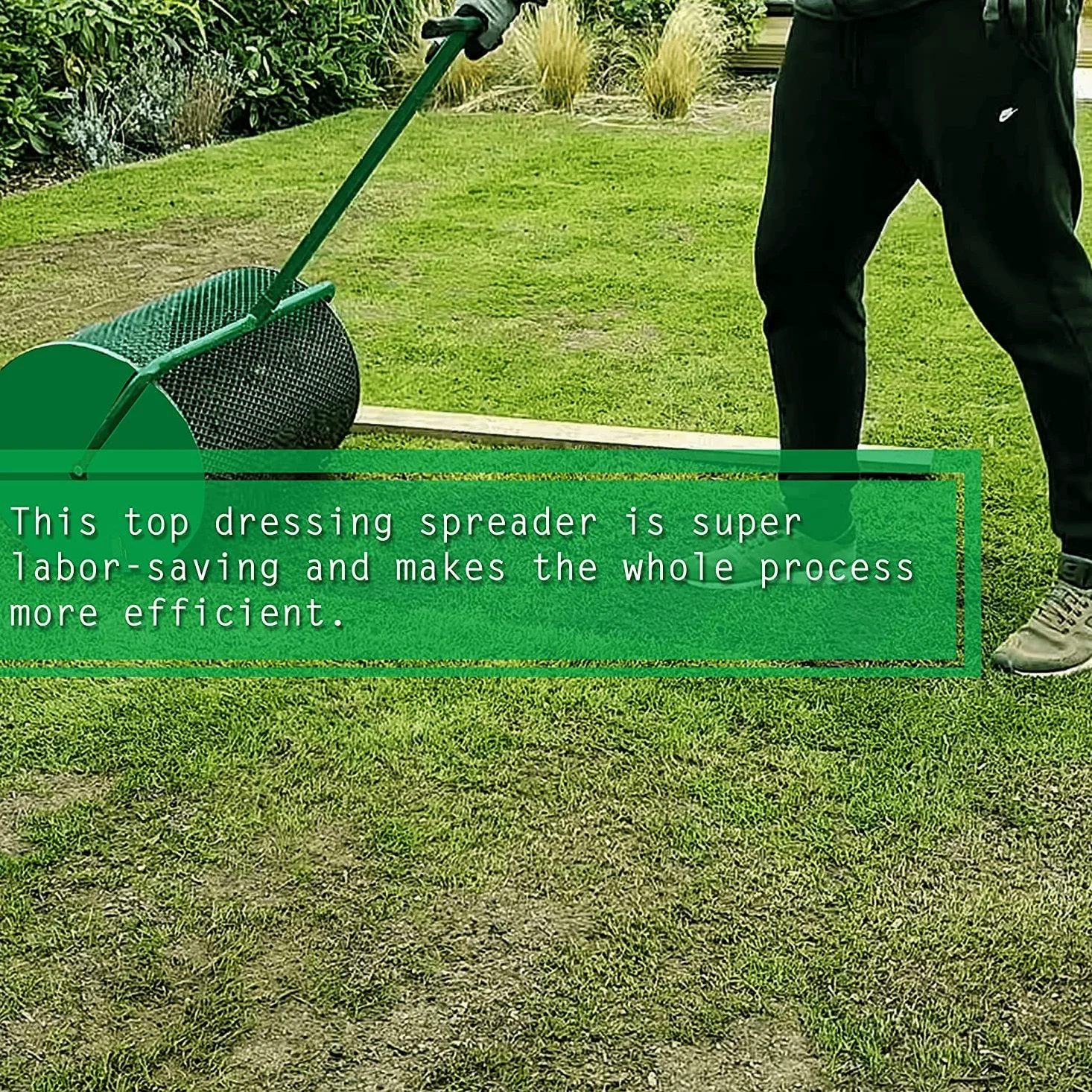Esparcidor de compost de malla metálica resistente de 61 cm para césped y jardín, para fertilizantes de tierra vegetal y estiércol, diseño duradero para una aplicación eficiente en césped y jardín