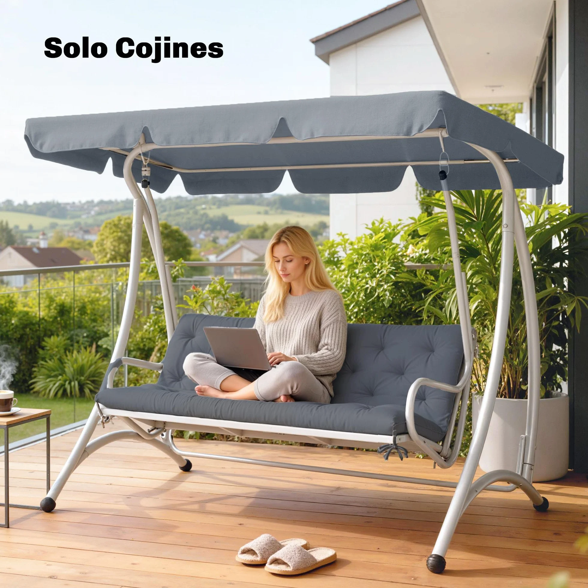 Outsunny Cojín para Banco 150x98x8 cm 3 Plazas Gris Exterior