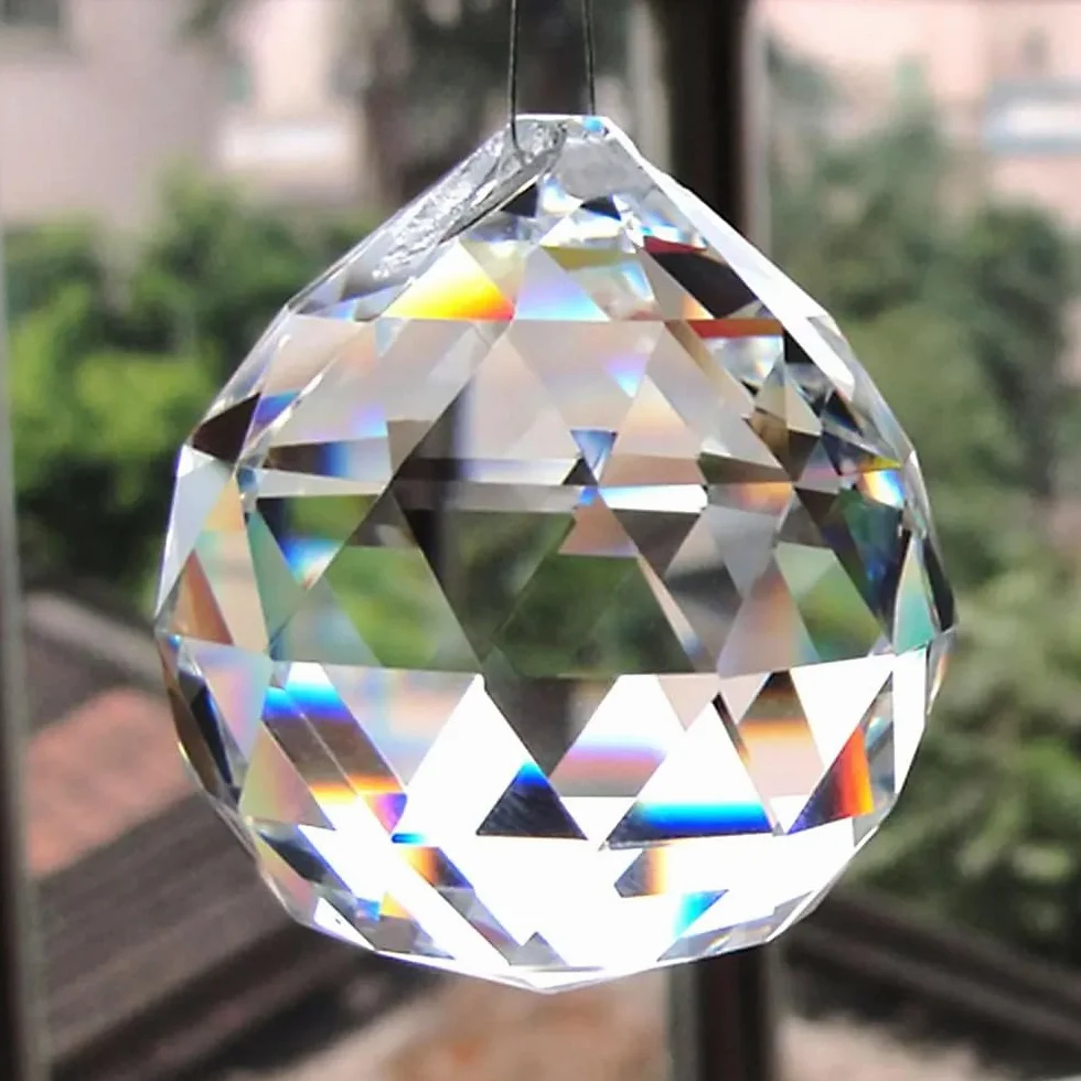 Transparente Prisma de Cristal 60mm Colgante Suncatcher para Decoración del Hogar