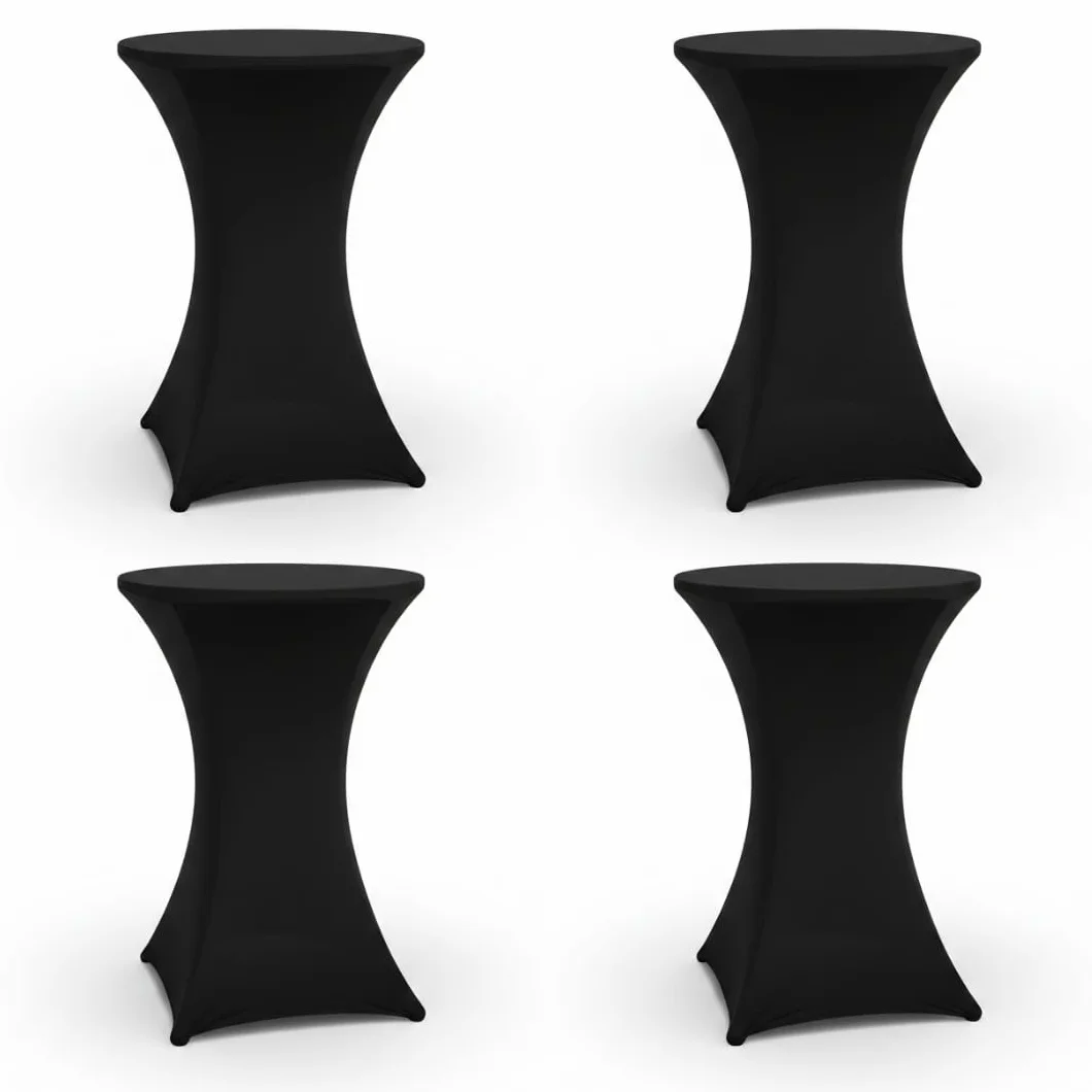 Saaf Faldas de Mesa de Lujo Negro - Juego de 4 - Funda Elástica Lavable para Mesa de 80-85cm
