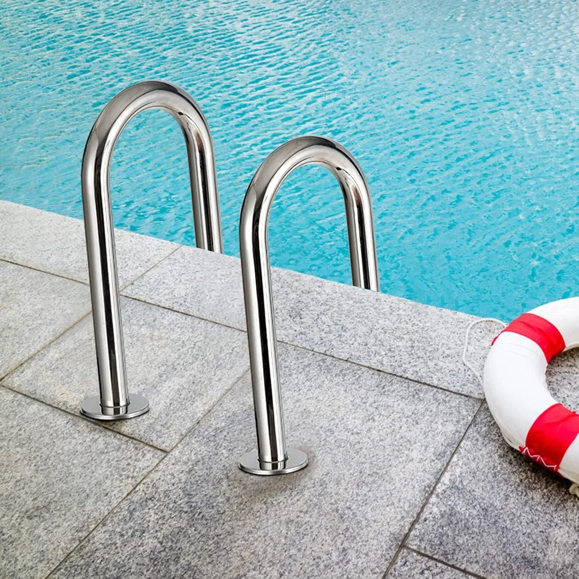 RELAX4LIFE Escalera de Piscina Acero Inoxidable 3 Peldaños Antideslizantes Desmontable 150kg 55x25x132,5cm