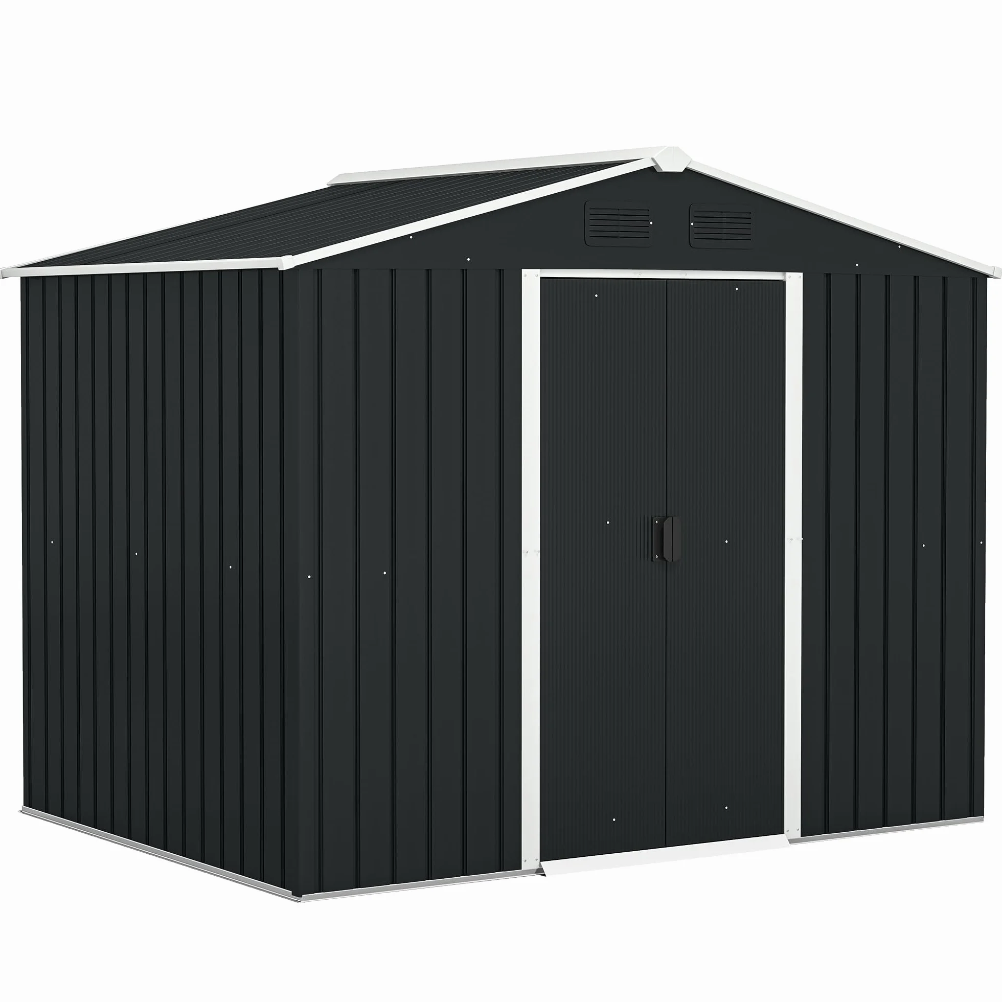 Outsunny Caseta de Jardín Exterior 3,6 m², 236x174x190 cm, Cobertizo Metálico con Puertas Correderas