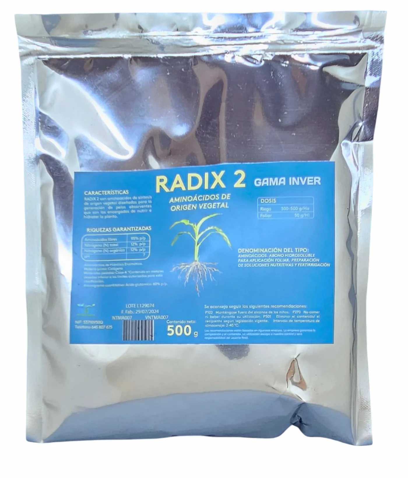 RADIX-2 ENRAIZANTE Aminoácidos Vegetales 95% Hidrólisis Enzimática 500 Gramos
