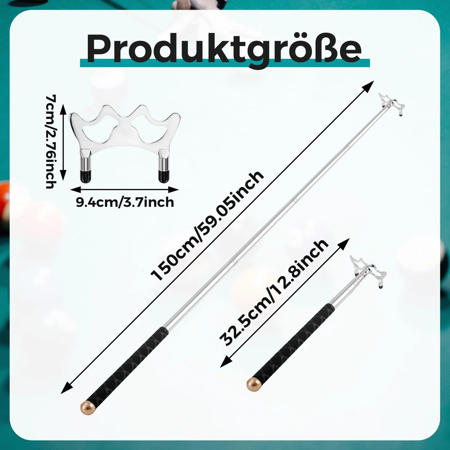 Fityle Puente de billar desmontable latón accesorios palo retráctil mesa snooker juego competición