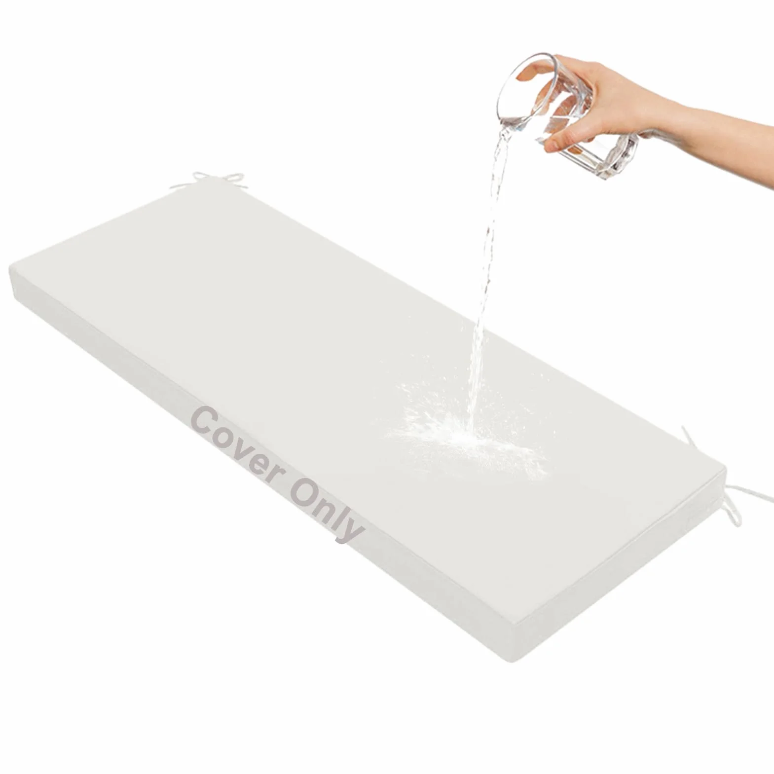 Funda Impermeable para Cojín de Sofá Exterior, Extraíble con Cremallera, Blanca, 120x60x8cm