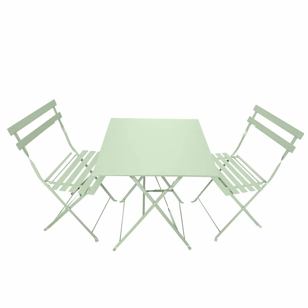 Plegable Set de Jardín Mesa Bistro Cuadrada 2 Sillas Balcón Terraza
