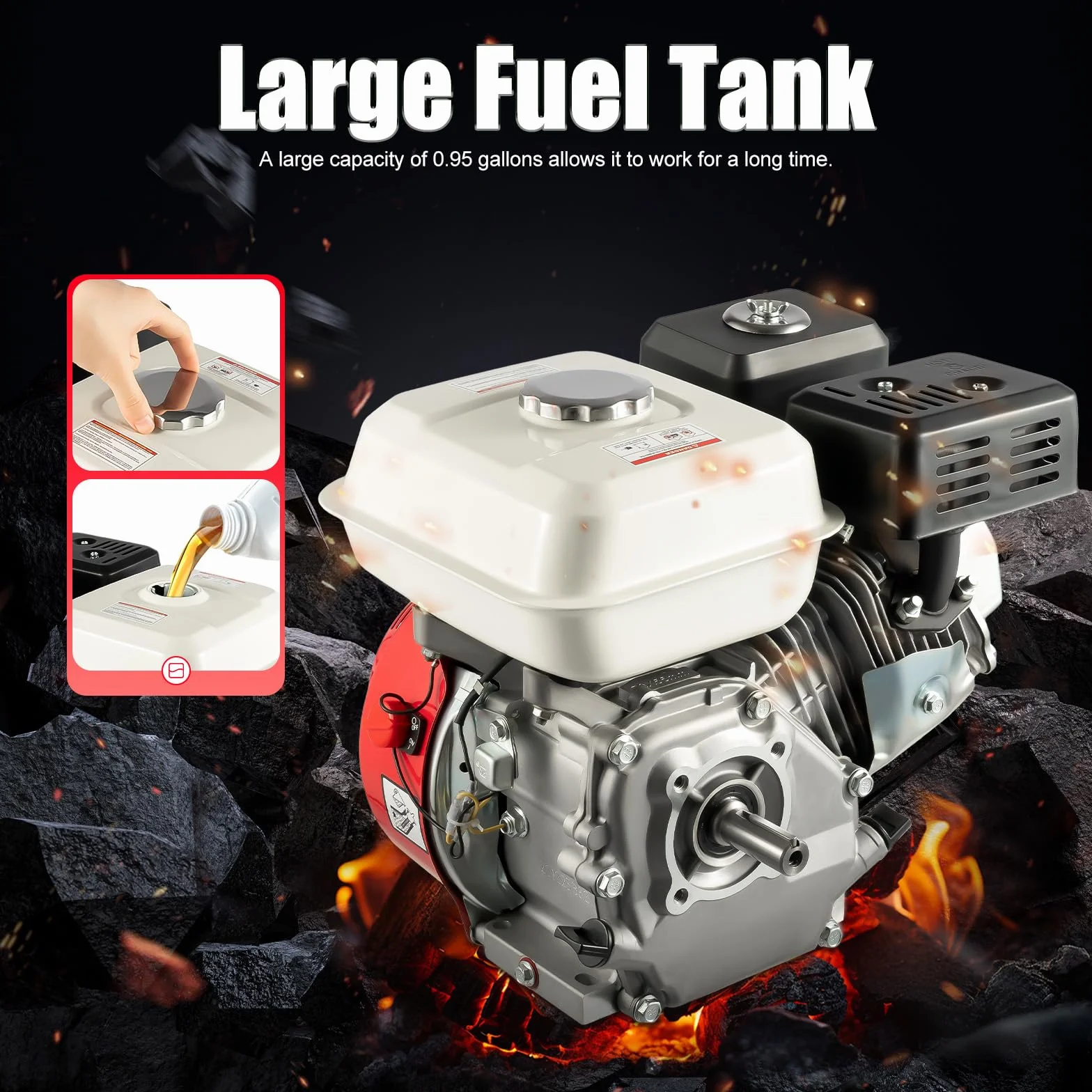 Motor de gasolina de 7,5 CV, 4,8 kW, 4 tiempos, 212 CC, motor de gasolina monocilindro, motor de karts, motor de accionamiento con eje de 20 mm de diámetro, protección contra la falta de aceite