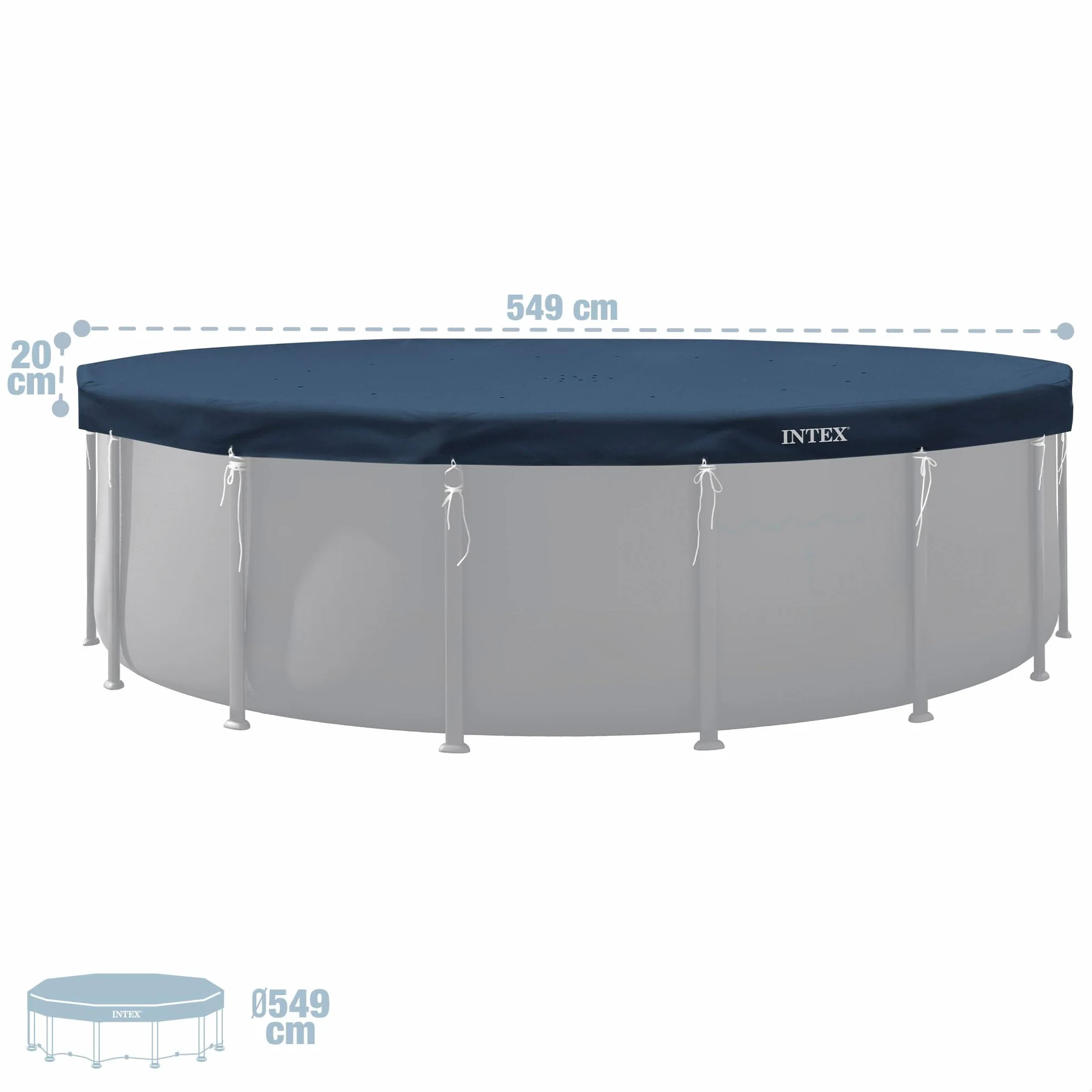Intex Cobertor Piscina Redonda 5,49 m Azul Oscuro Funda Protectora Circular con Cordón y Drenaje 58016