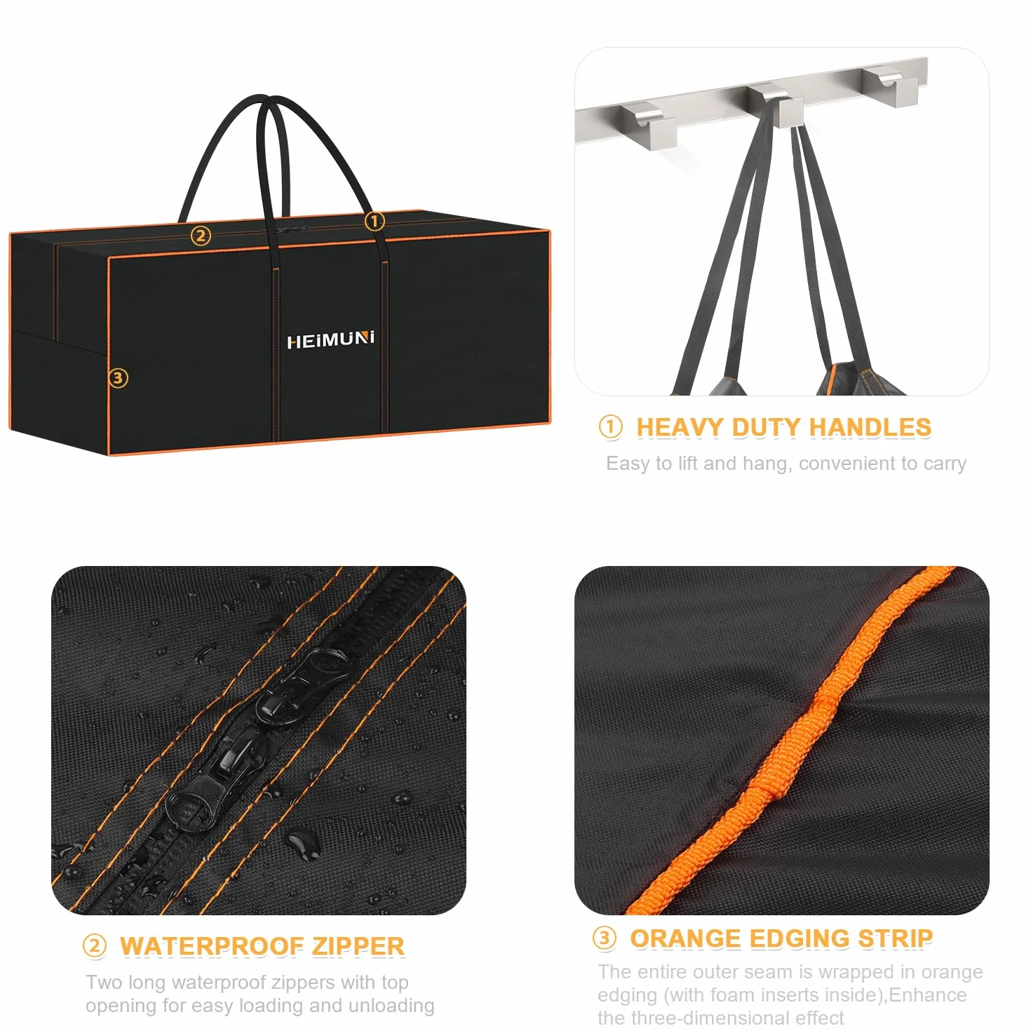 Bolsa de Almacenamiento Impermeable 420D Oxford para Cojines de Jardín y Árbol de Navidad 180x60x80cm