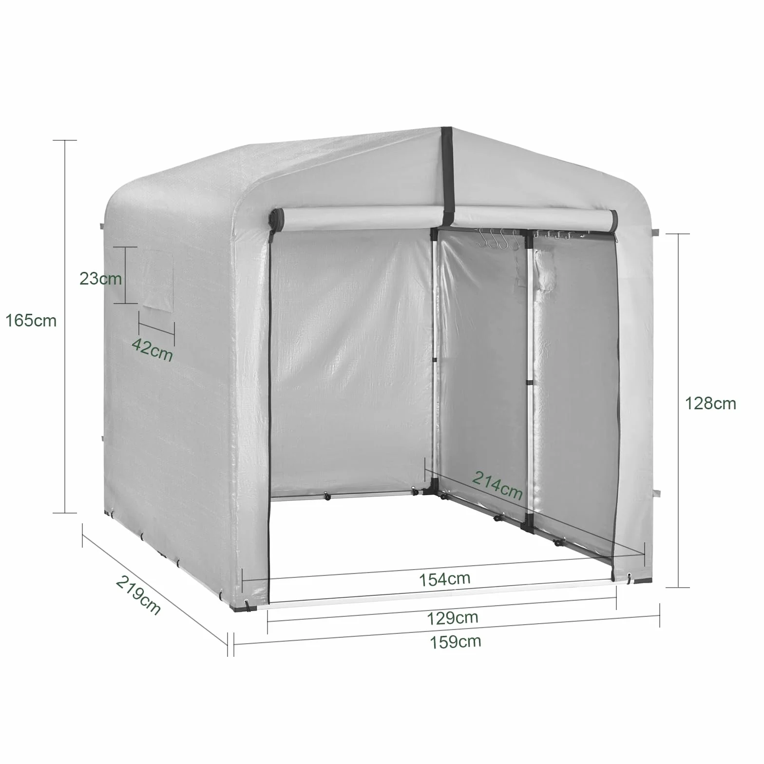 SoBuy Caseta Jardin Exterior con Ganchos Garaje Impermeable 159x219x165 cm KLS11-II-L