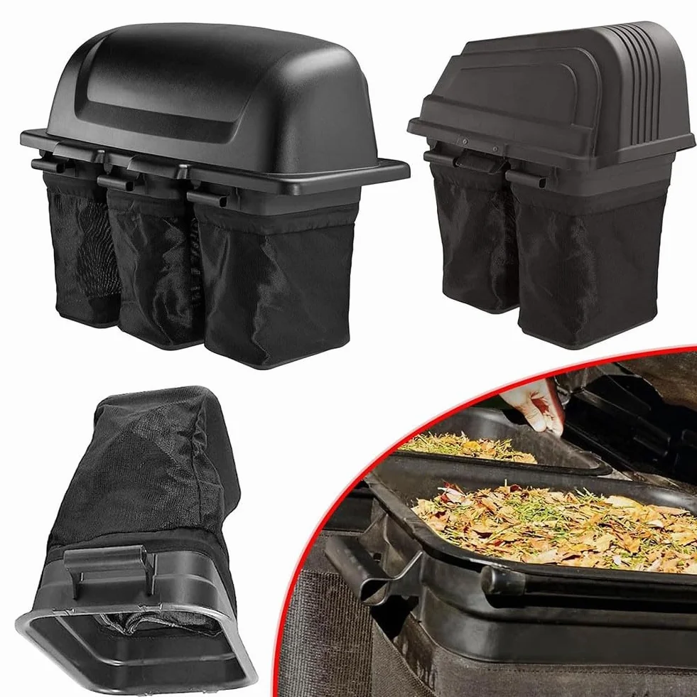 Contenedor de fijación para tractor de césped, contenedor de recogida de césped y hojas de gran capacidad con marco resistente, compatible con modelo 400226 960730028