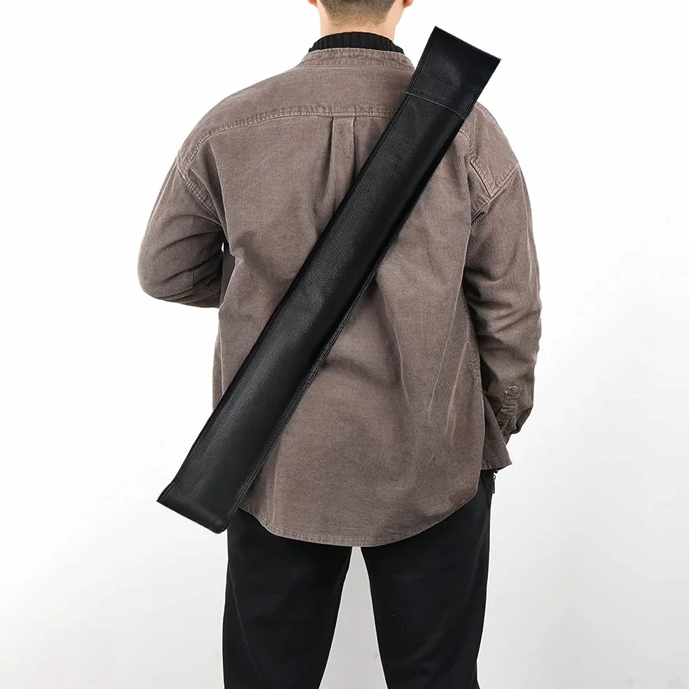 Black Pool Cue Case, Billiard Stick Storage Bag for 1/2 Snooker Rod