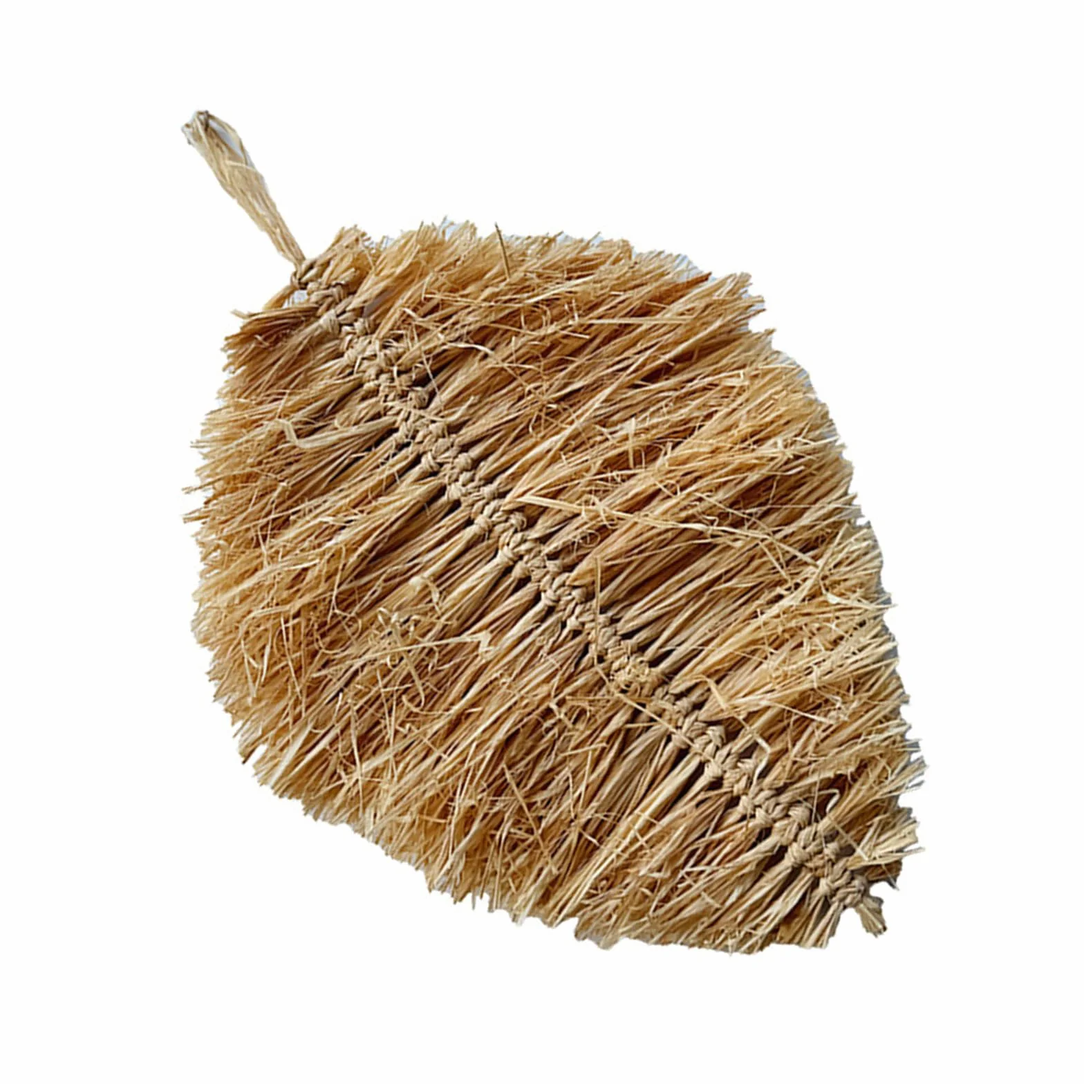 Adorno colgante de pared de rafia tejida a mano con forma de hoja, decoración para cabaña y dormitorio