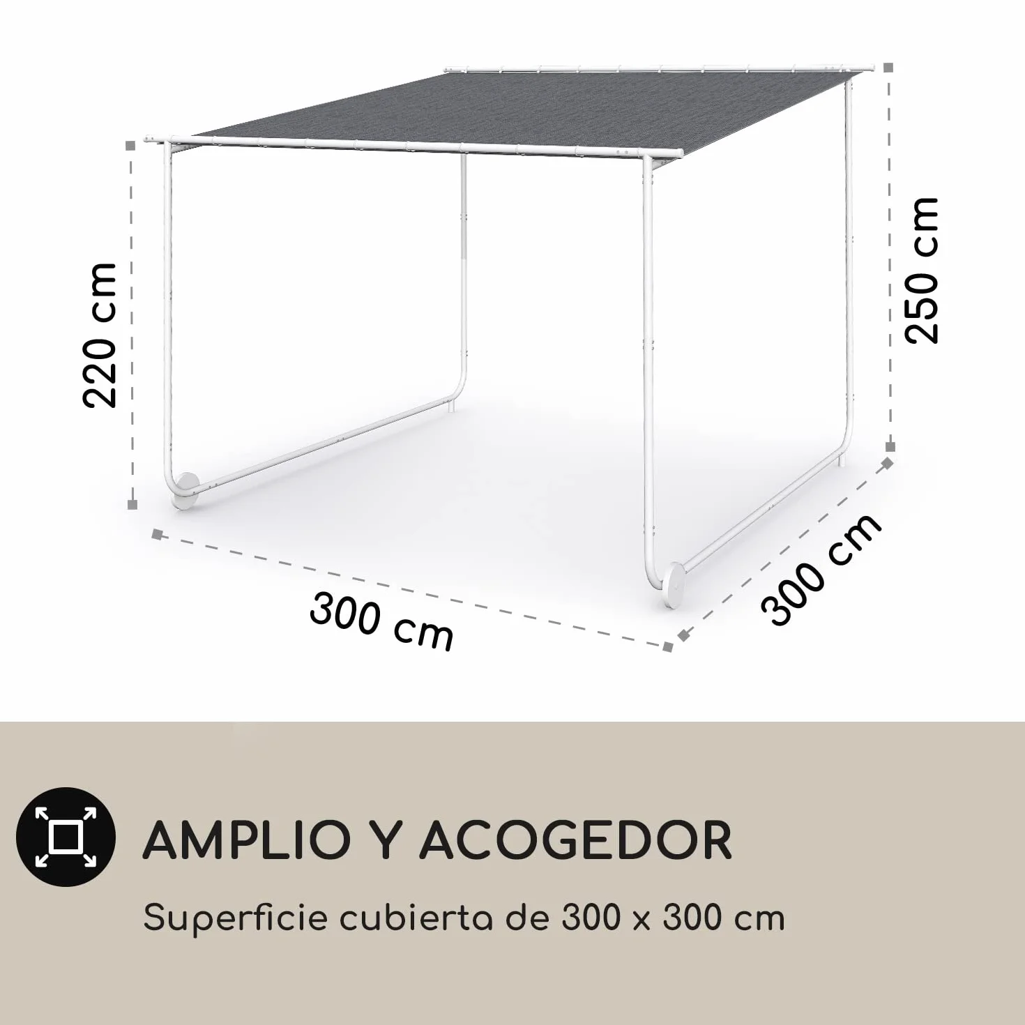 Blumfeldt Pergola con Techo 3x3 m y Ruedas, Pergolas de Jardin de Aluminio para Celebrar Eventos, Bañera Hidromasaje, Barbacoa y Patio, Carpa Impermeable para Bar, Cenadores con Protección UV 50+