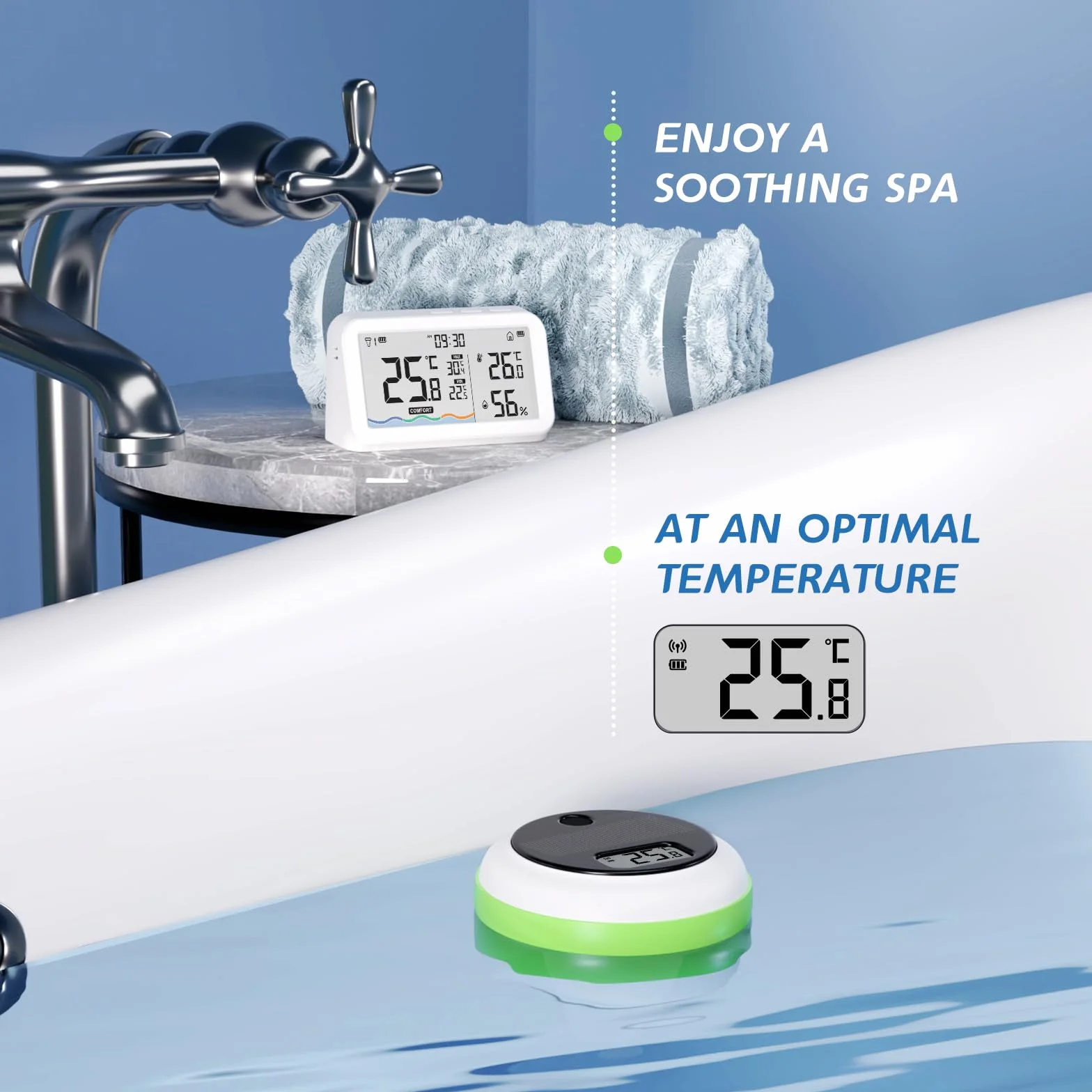 Inkbird Termómetro Piscina Solar Flotante IP68 Monitor Temperatura Piscina Spa Estanque