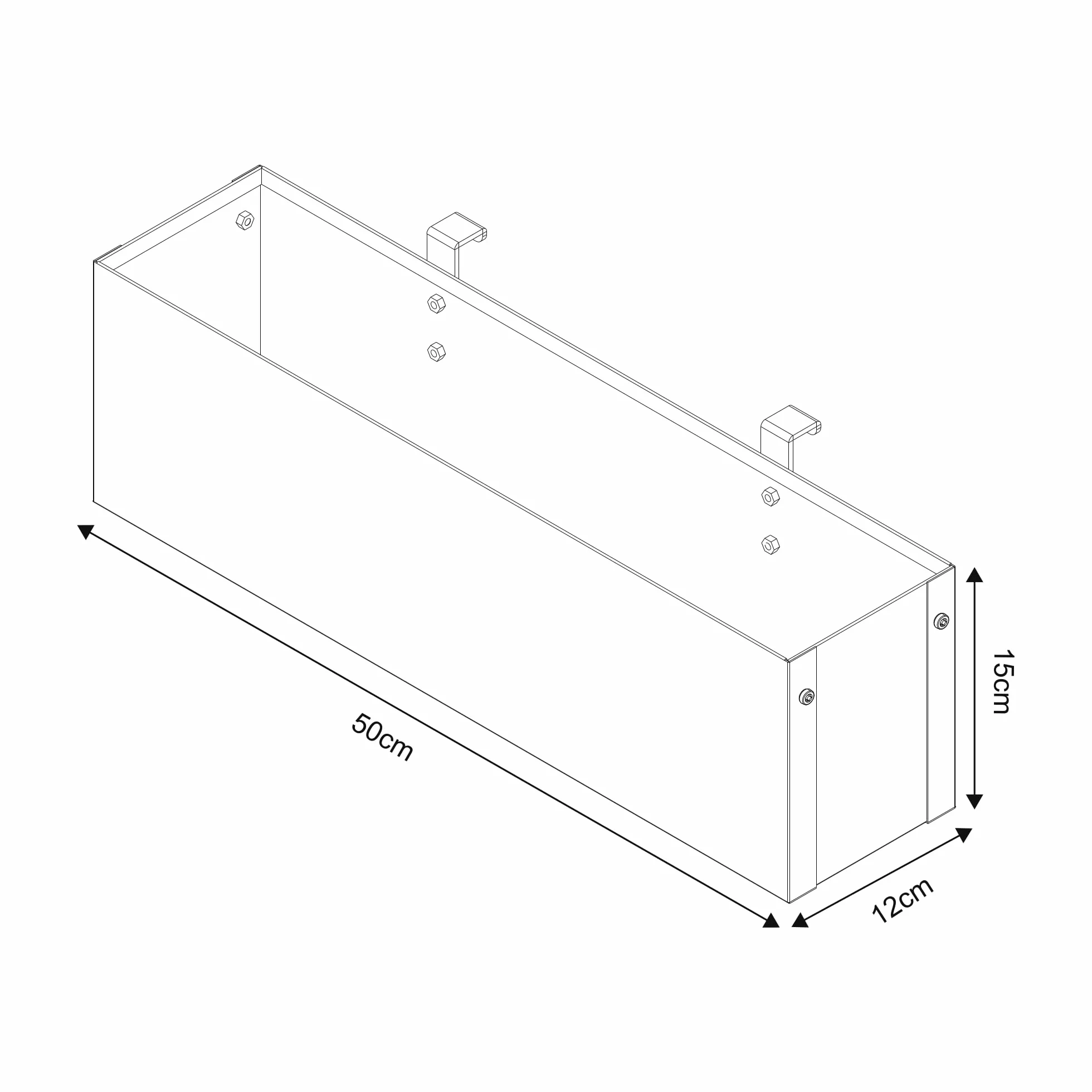 [en.casa] Jardinera Colgante con Orificios de Drenaje Macetero Exterior o Interior con 2 Ganchos para Flores Hierbas de Cocina Acero Galvanizado 50x12x15 cm - Antracita