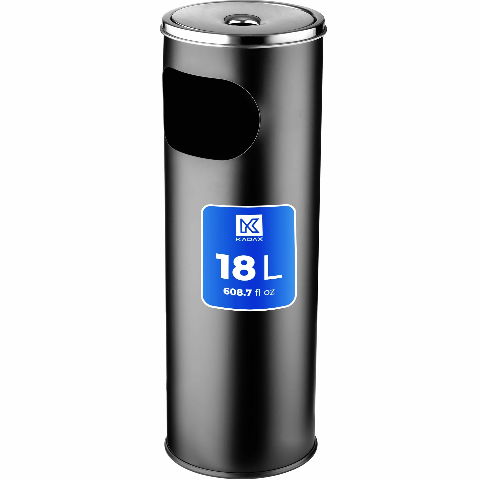 Cenicero de pie de acero inoxidable 18 L con cubo de basura para exteriores Negro 20 x 20 x 58 cm