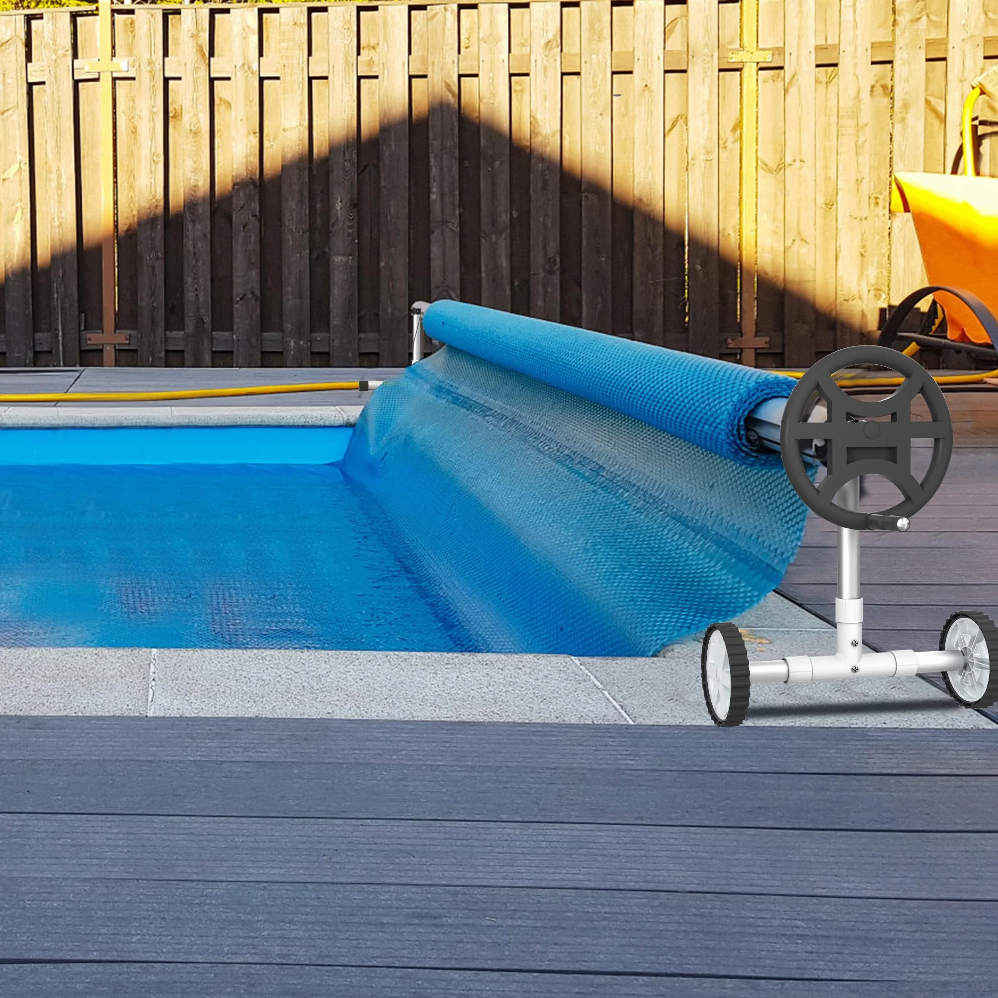 Enrollador de piscina de aluminio 300-570 cm resistente a la intemperie para lona solar