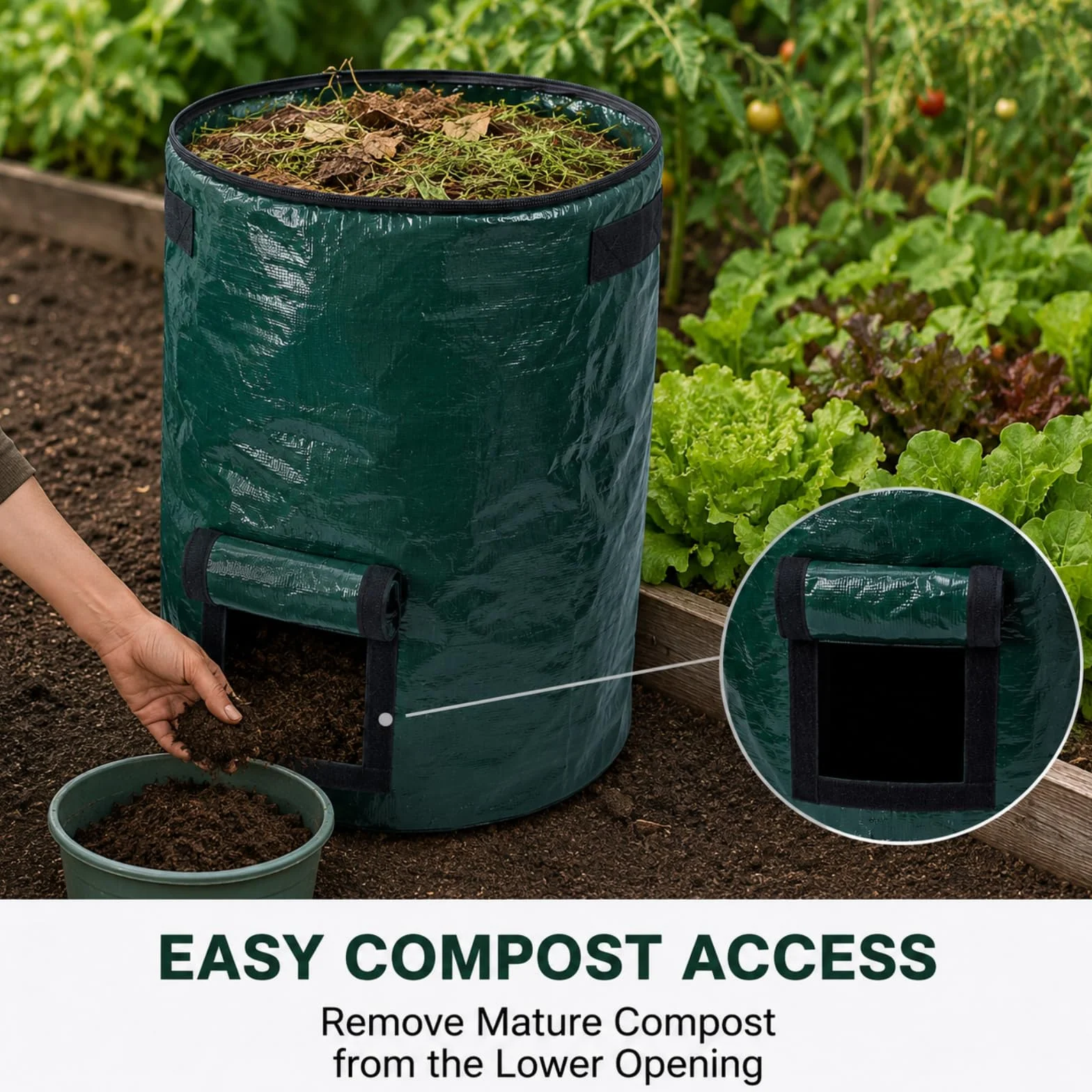 3 x 127 L Bolsas para Residuos de Jardín con Asas y Tapa | Stabile Gartensäcke und Laubsäcke, selbststehend und wiederverwendbar, mit verstärkten Griffen und Bodenöffnung