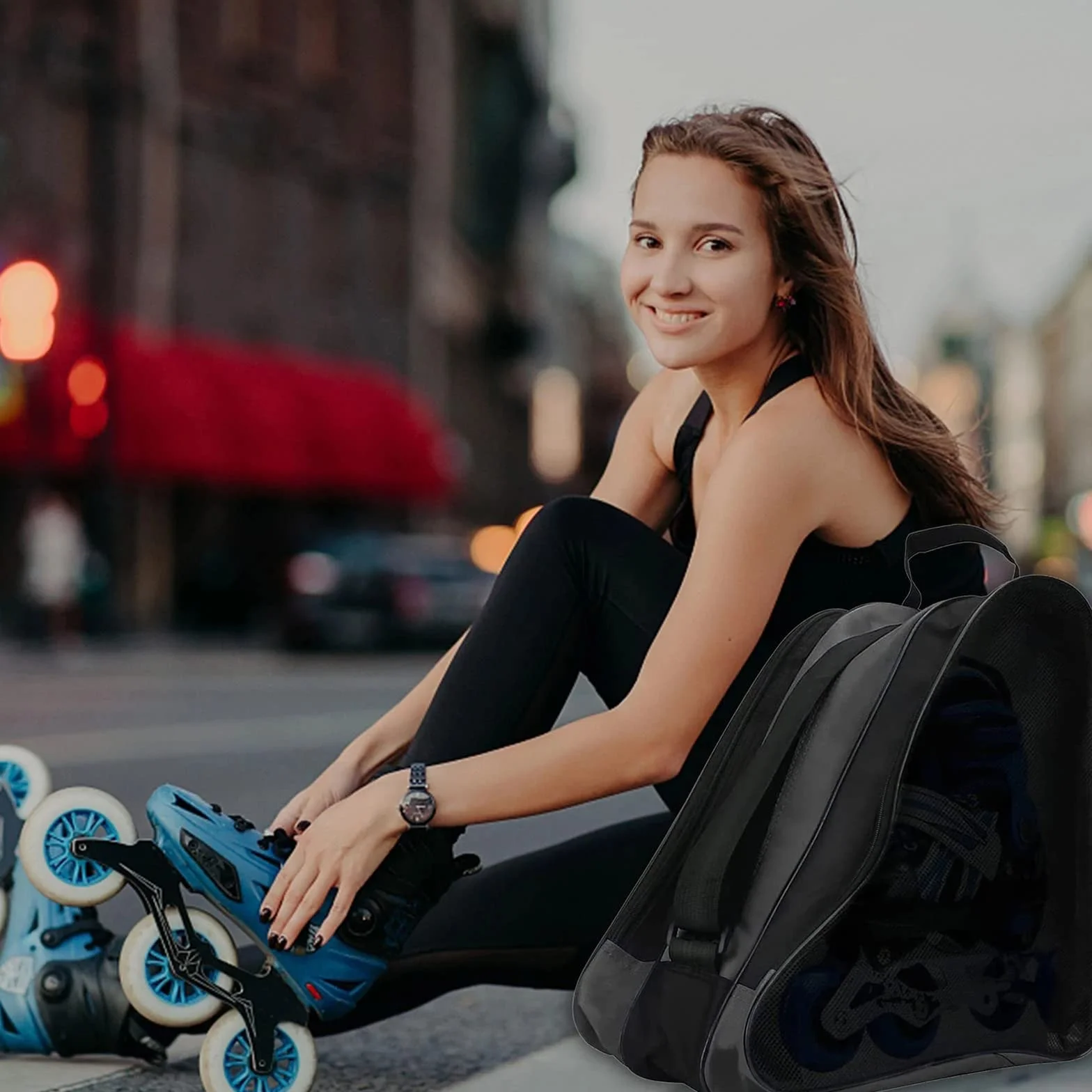 Bolsa para patines de esquí con correa ajustable unisex
