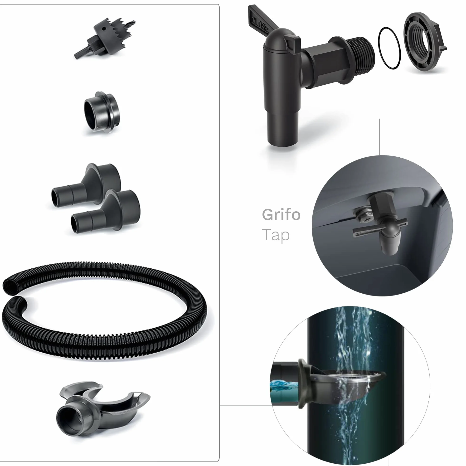 Prosperplast Barril de captación de agua Smooth 120l 696 x 594 x 610 mm con accesorios