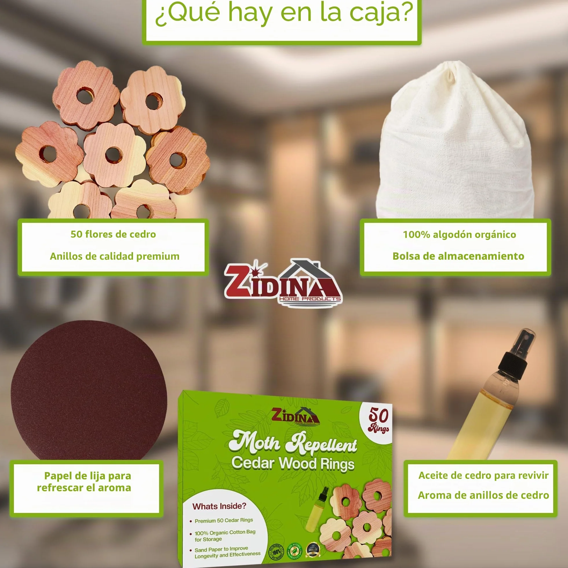 Antipolillas para Ropa Armario 50x Anillos de Madera de Cedro Aceite de Cedro 4.5ml Insecticida Plantas Orgánica
