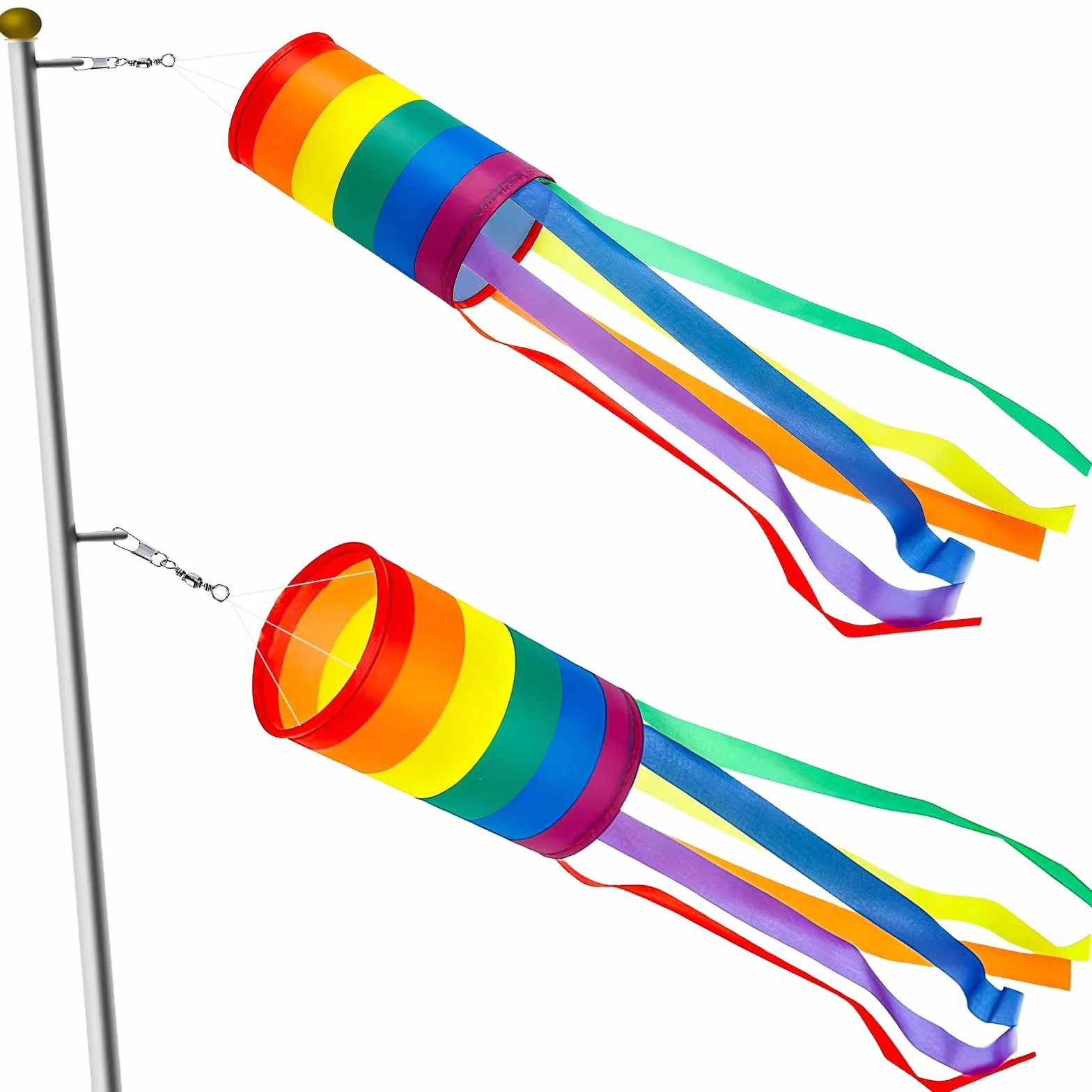 Veletas de Viento Arcoíris, Manga de Viento para Exterior, Bandera del Orgullo Impermeable, 2 Piezas