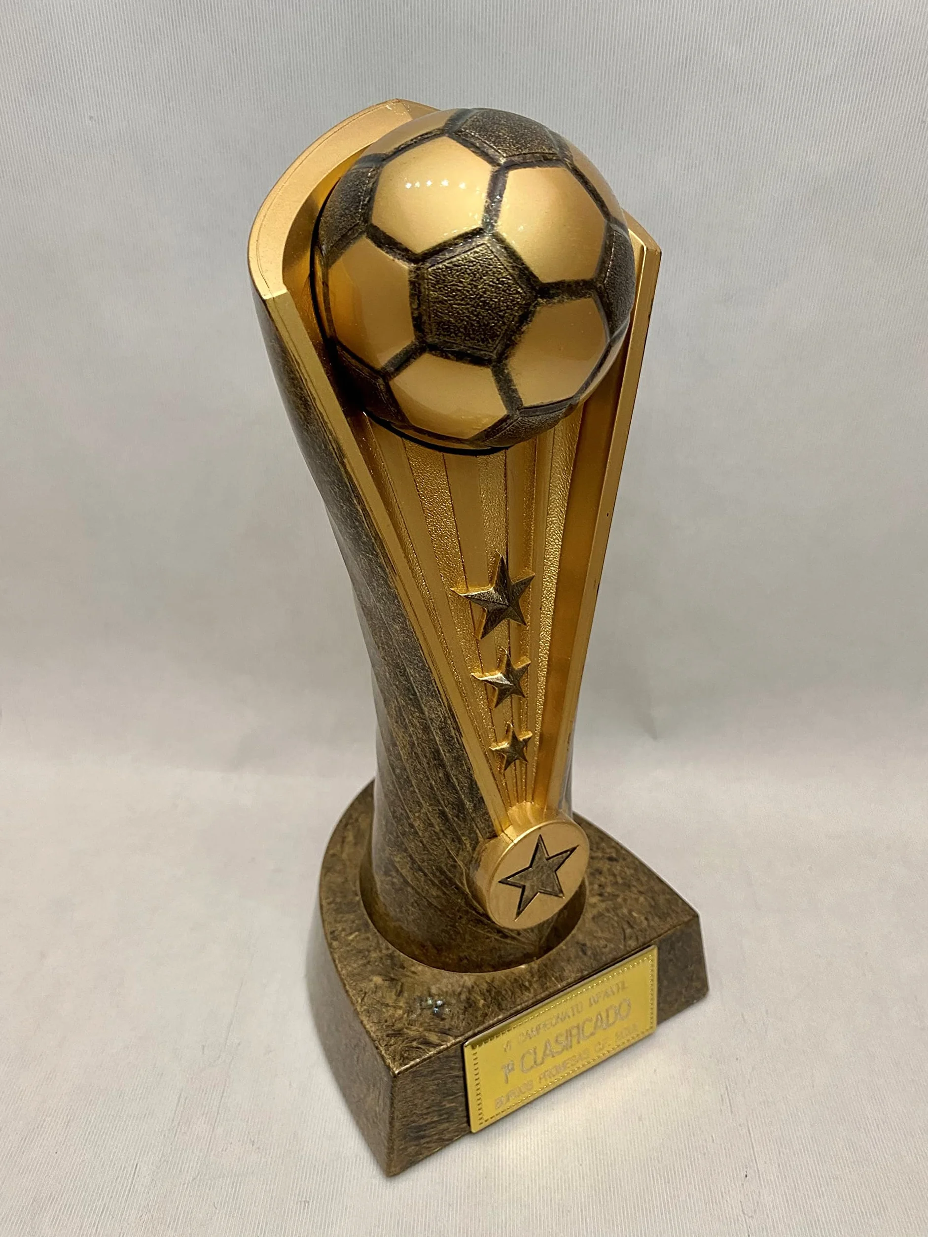 Trofeo de fútbol Balón de Oro grabado para mejor jugador, máximo goleador, con medalla de oro